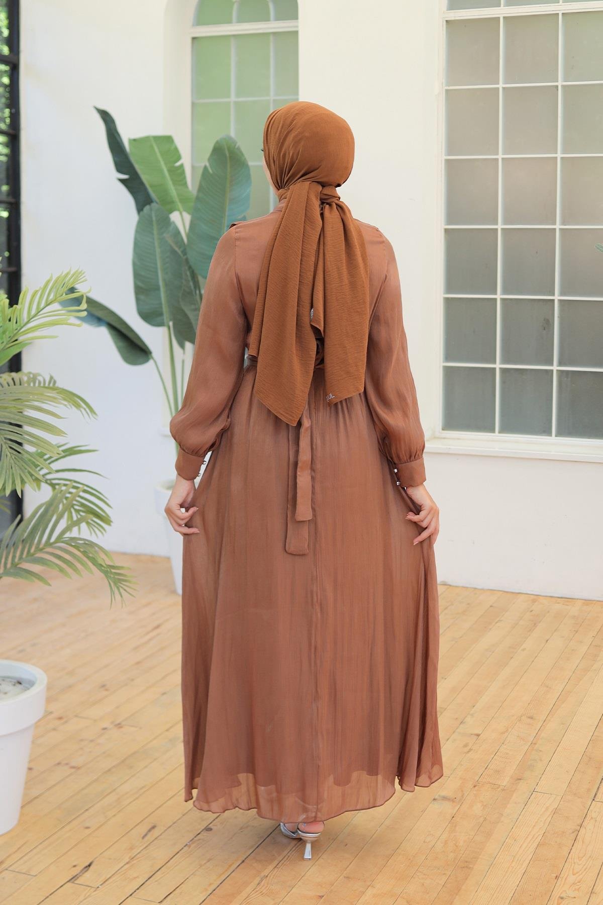 Tesettür Havin Işıltı Abiye TabaLP6078