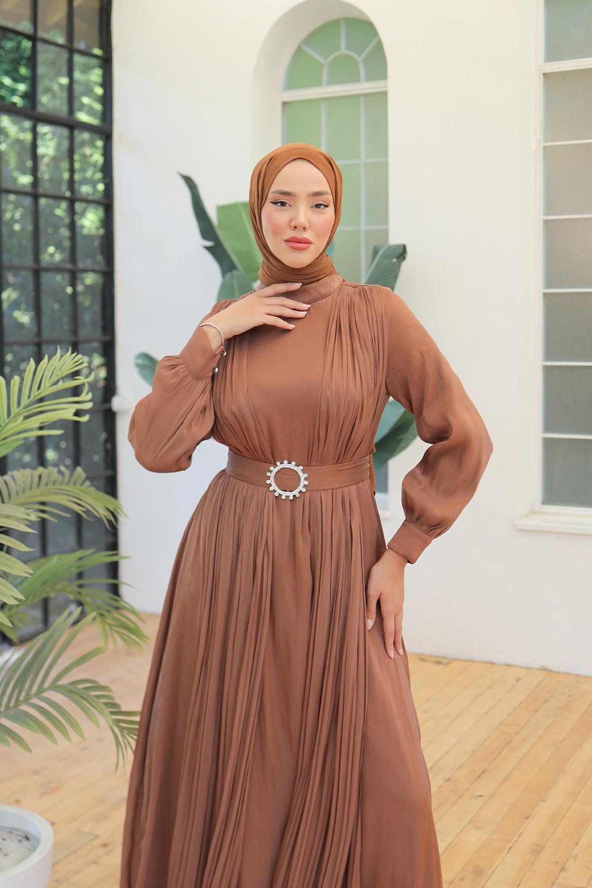 Tesettür Havin Işıltı Abiye TabaLP6078