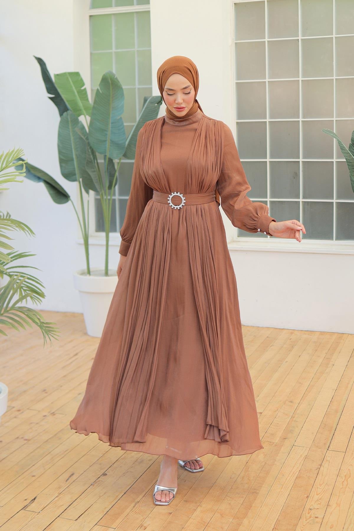 Tesettür Havin Işıltı Abiye TabaLP6078