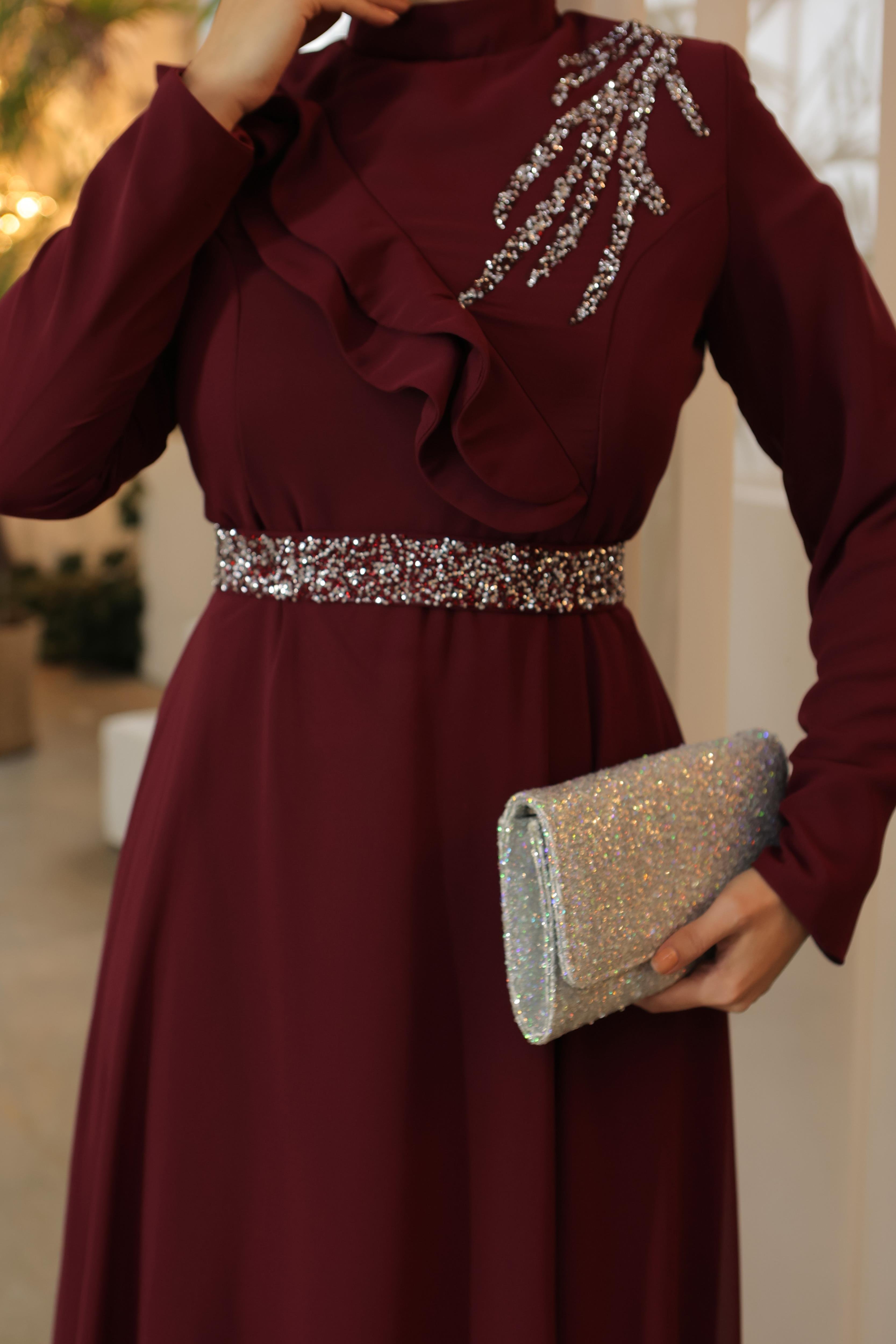 Tesettür Helena Abiye BordoLP6003-1