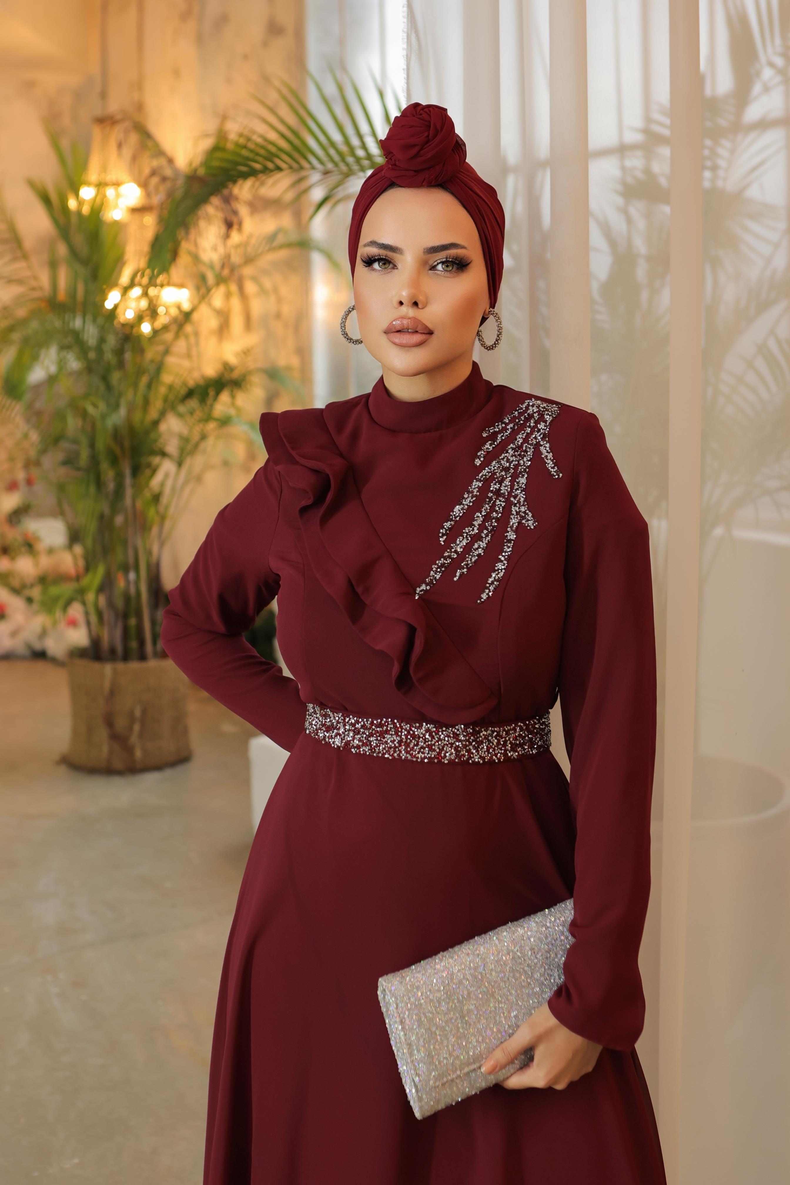 Tesettür Helena Abiye BordoLP6003-1