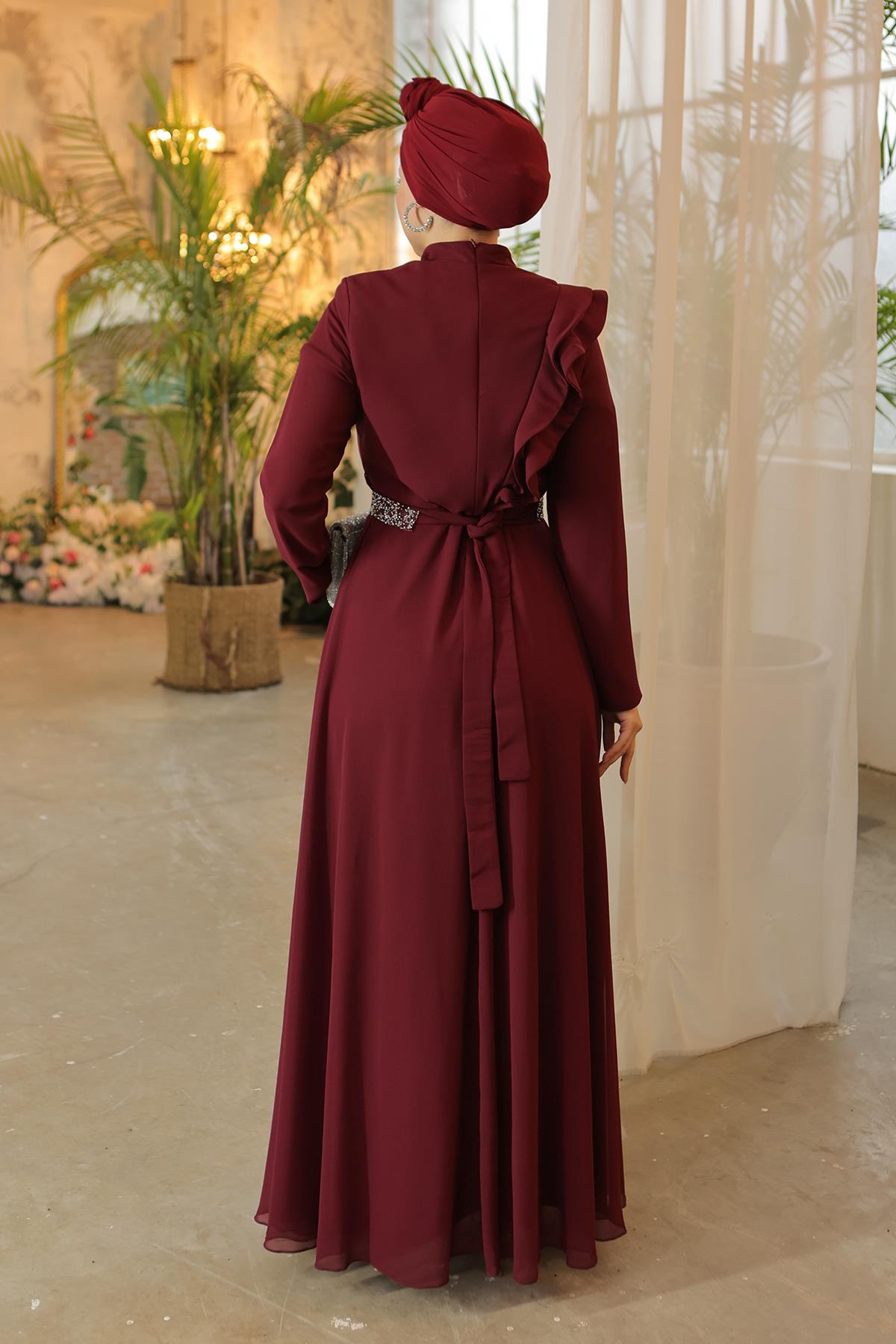 Tesettür Helena Abiye BordoLP6003-1