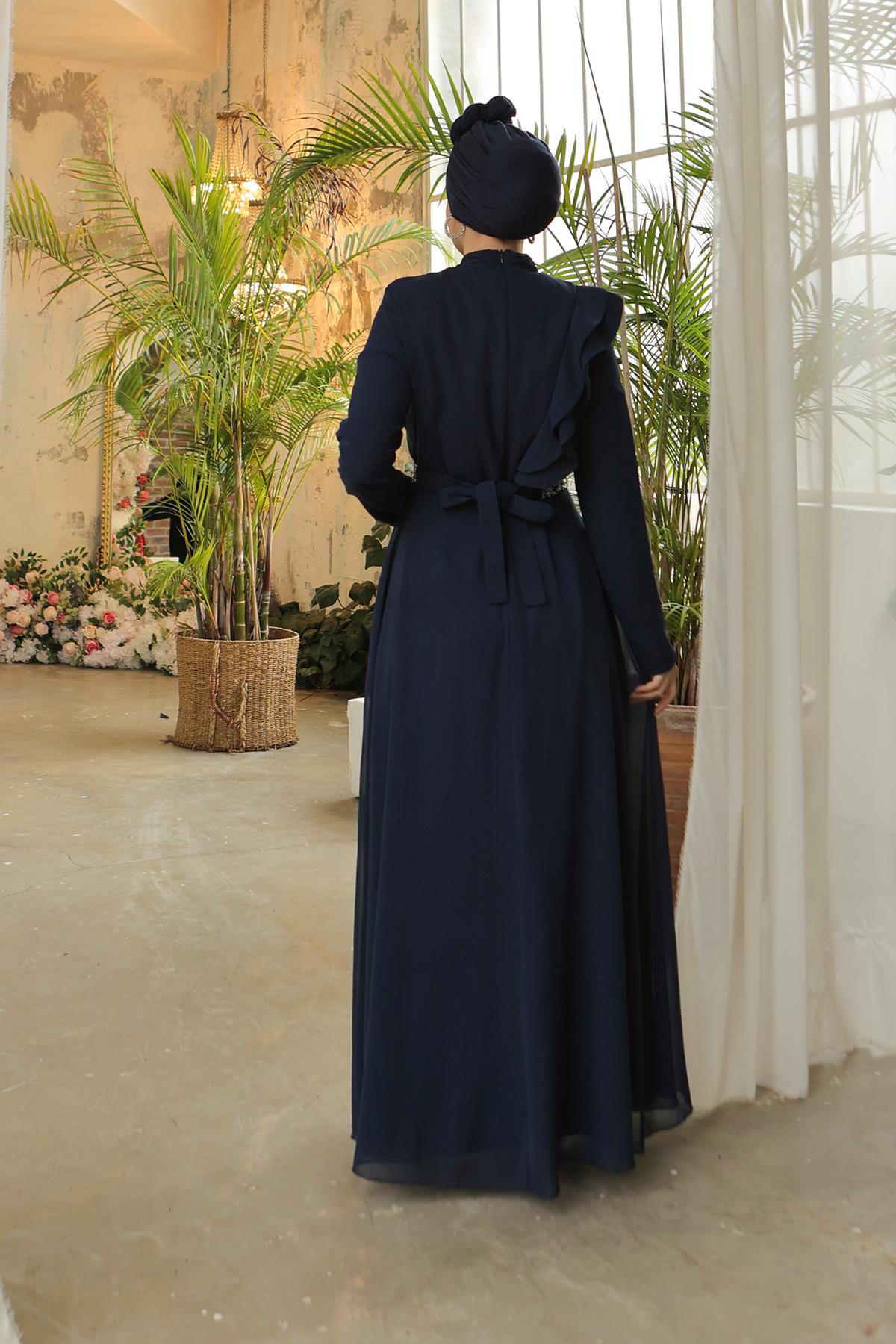 Hijab Helena Evening Dress Navy blueLP6003-1