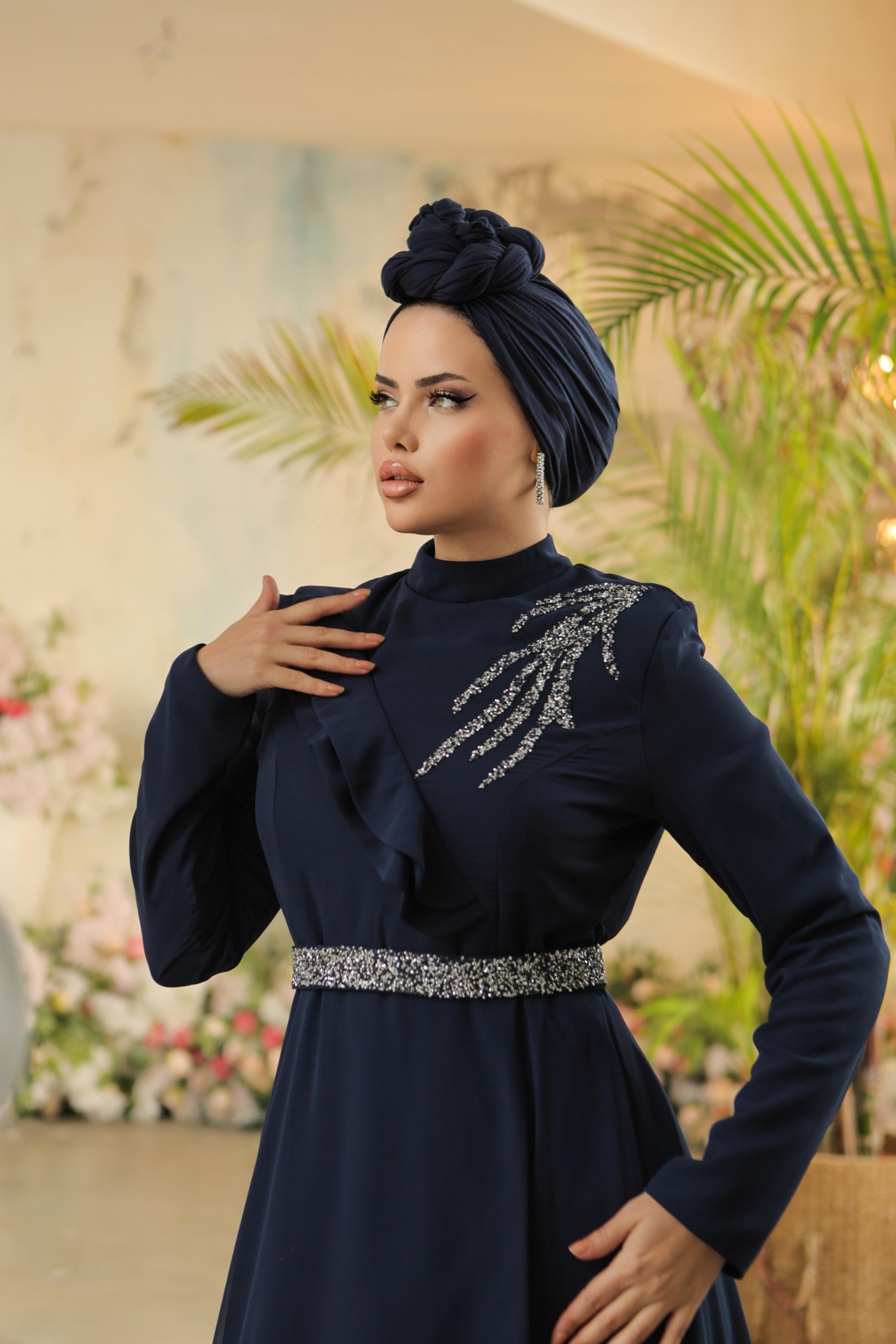 Hijab Helena Evening Dress Navy blueLP6003-1