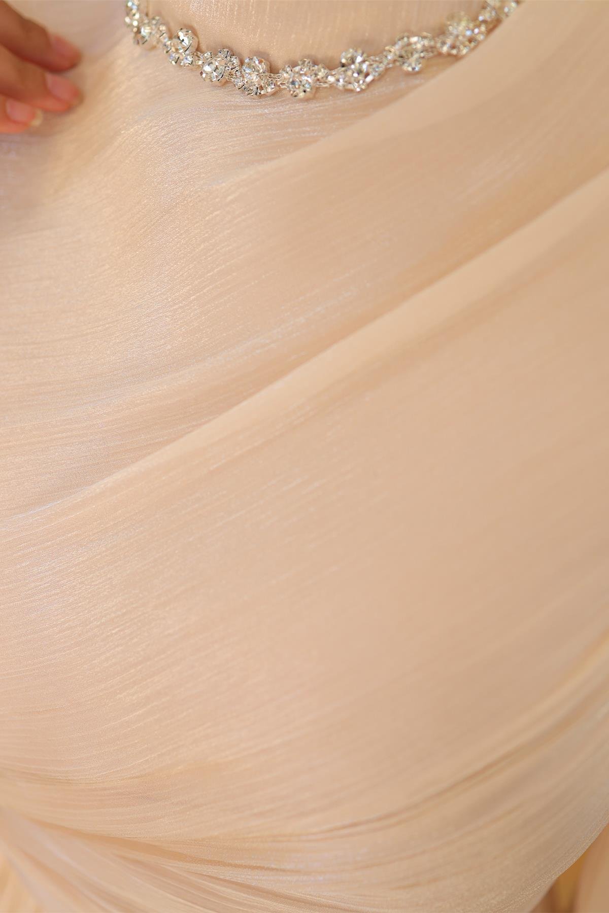 Tesettür İlay Işıltı Abiye BejLP7002