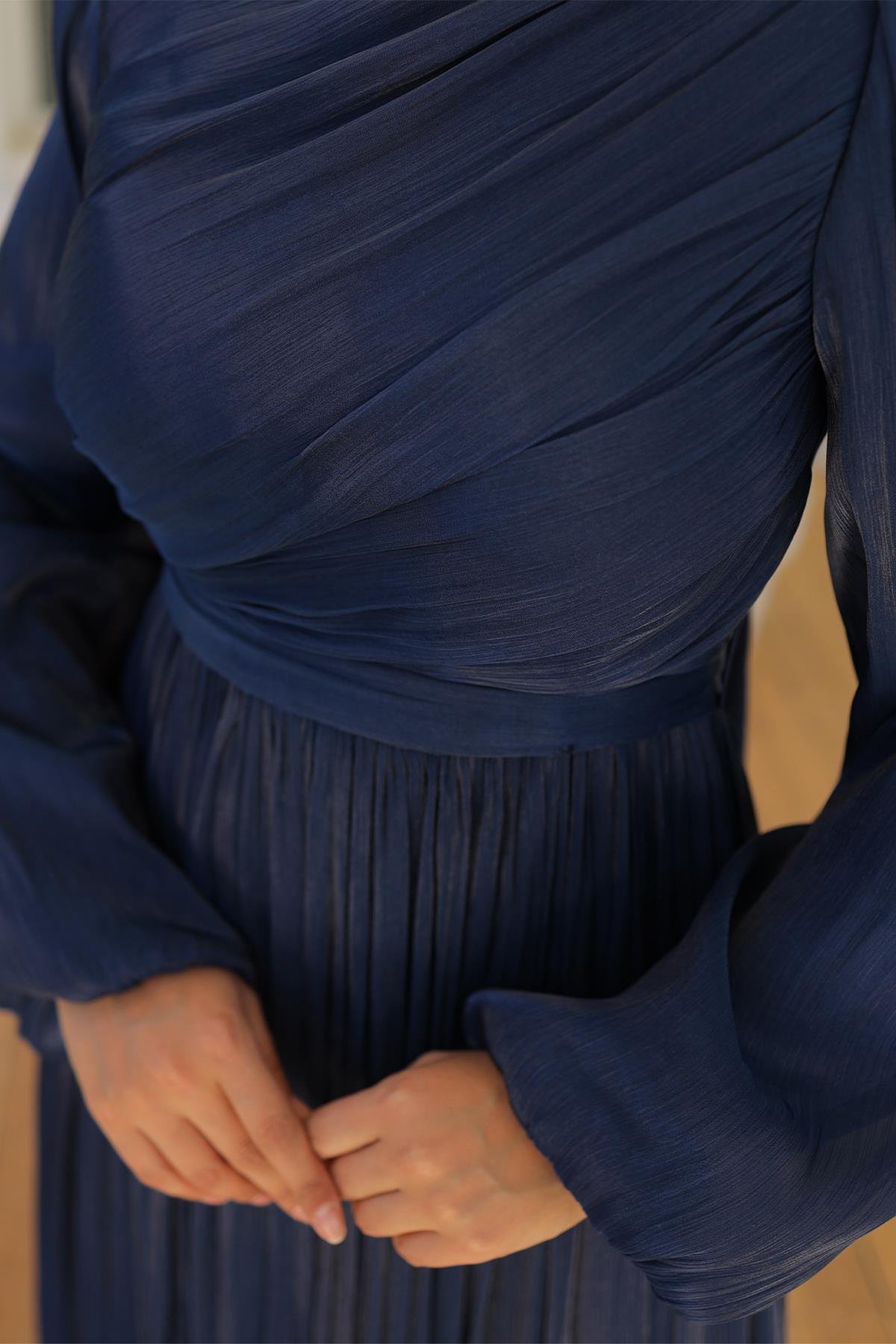 Tesettür İlay Işıltı Abiye LacivertLP7002