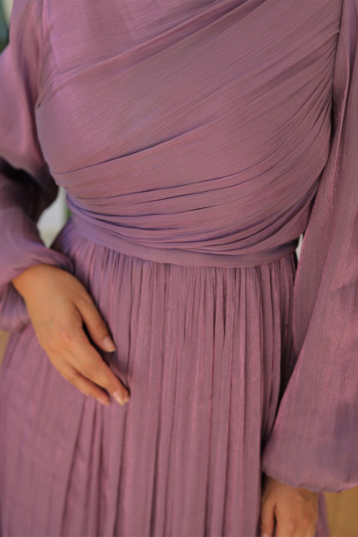 Tesettür İlay Işıltı Abiye LilaLP7002