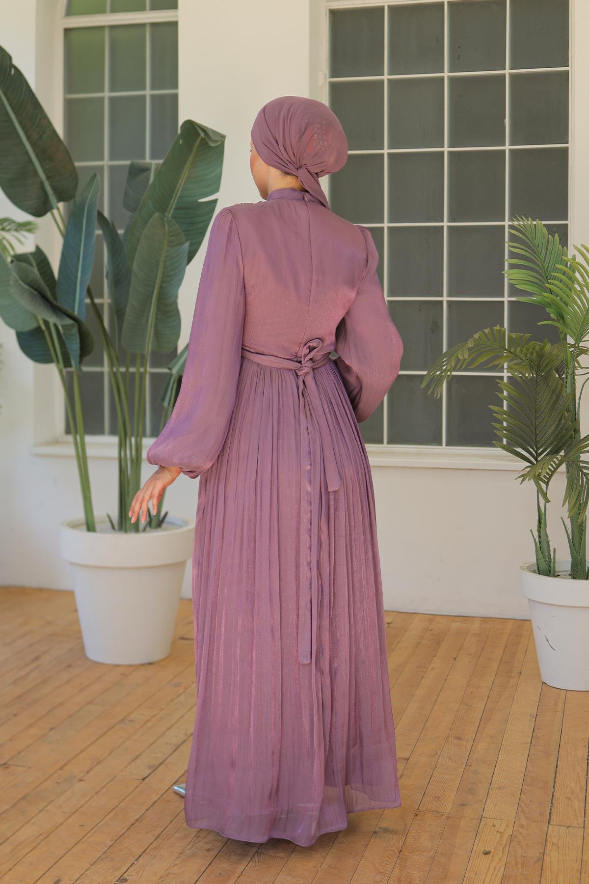 Tesettür İlay Işıltı Abiye LilaLP7002