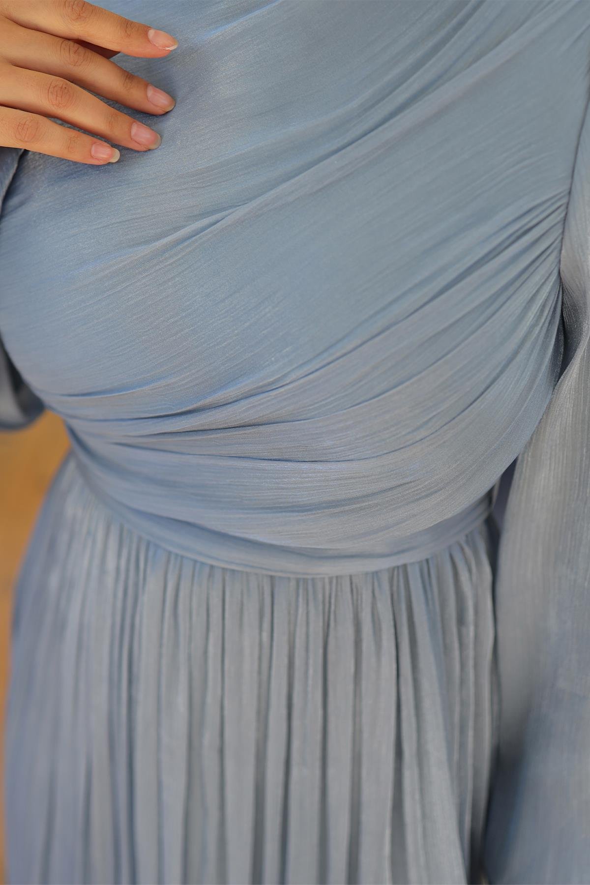 Tesettür İlay Işıltı Abiye MaviLP7002