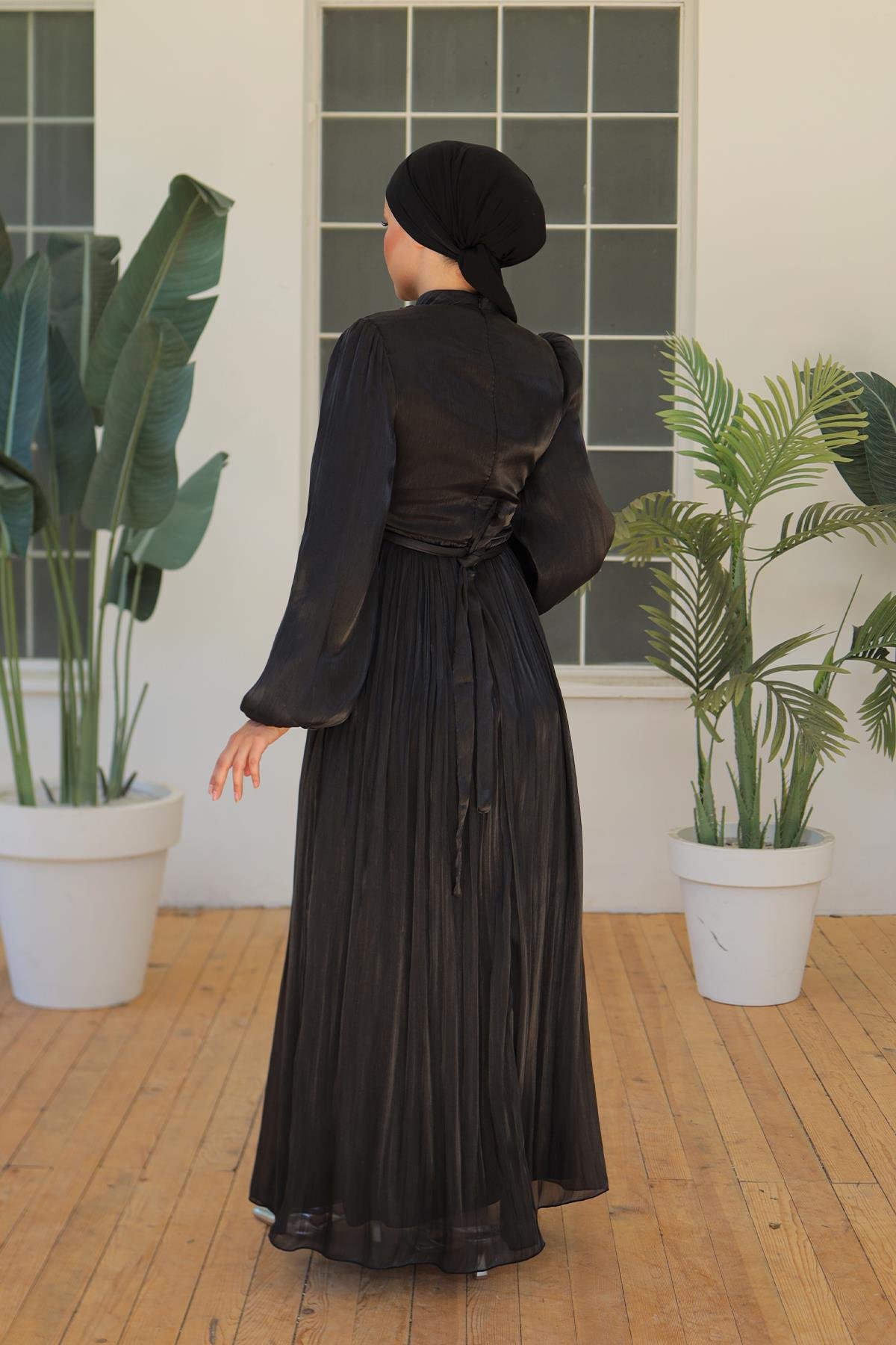 Tesettür İlay Işıltı Abiye SiyahLP7002