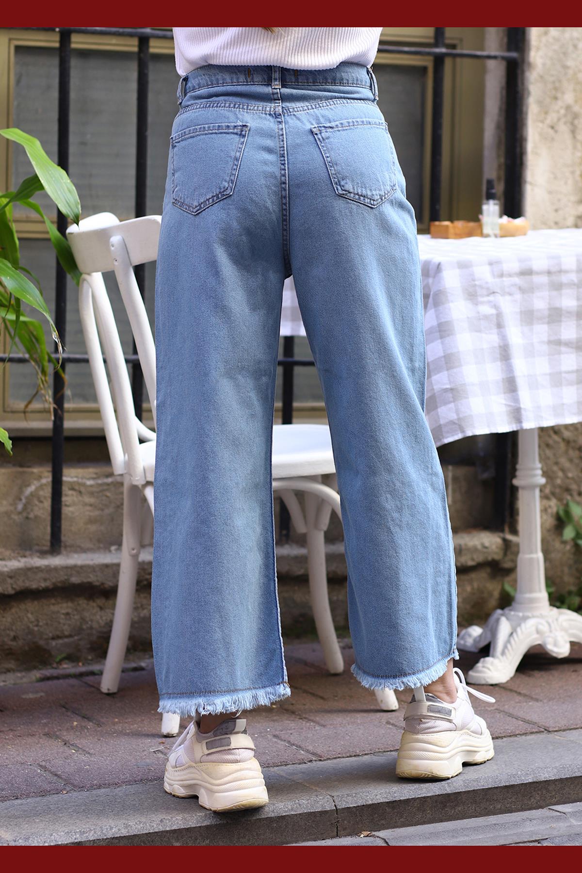 Tesettür Jean Pis Paça Pantolon MaviHM4107