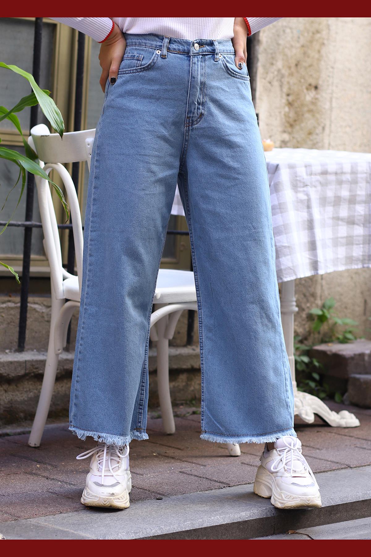 Tesettür Jean Pis Paça Pantolon MaviHM4107