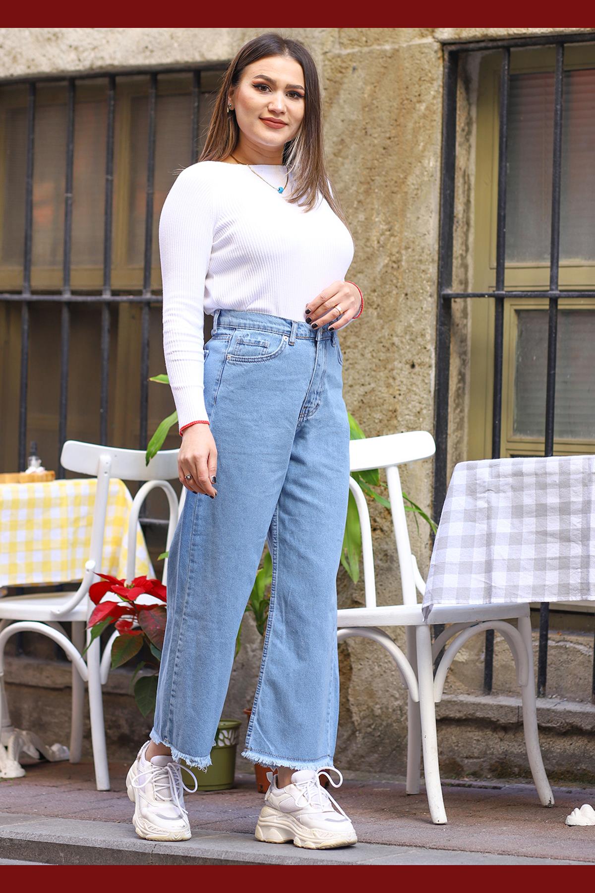 Tesettür Jean Pis Paça Pantolon MaviHM4107