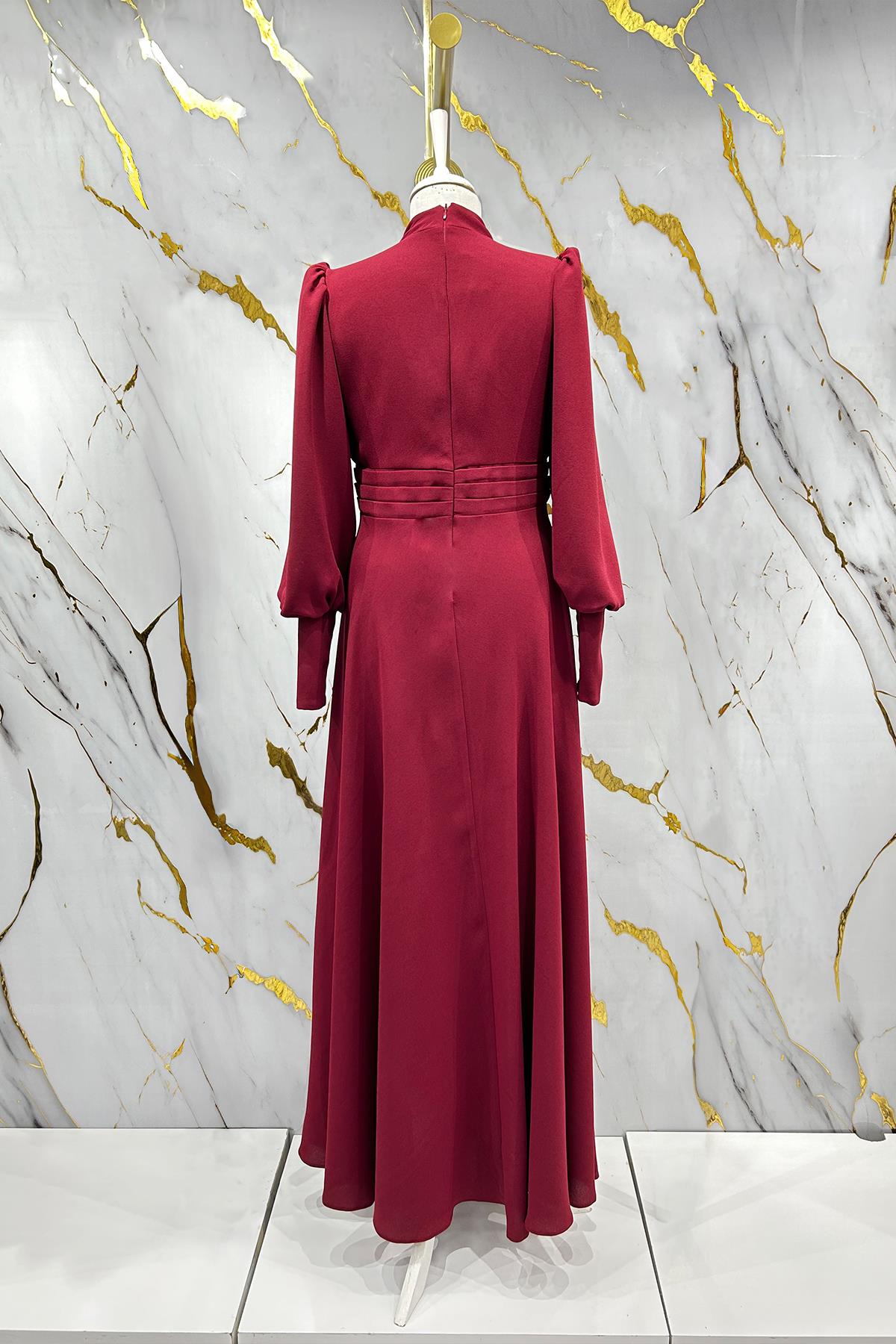 Tesettür Katre Krep Abiye BordoLP6191