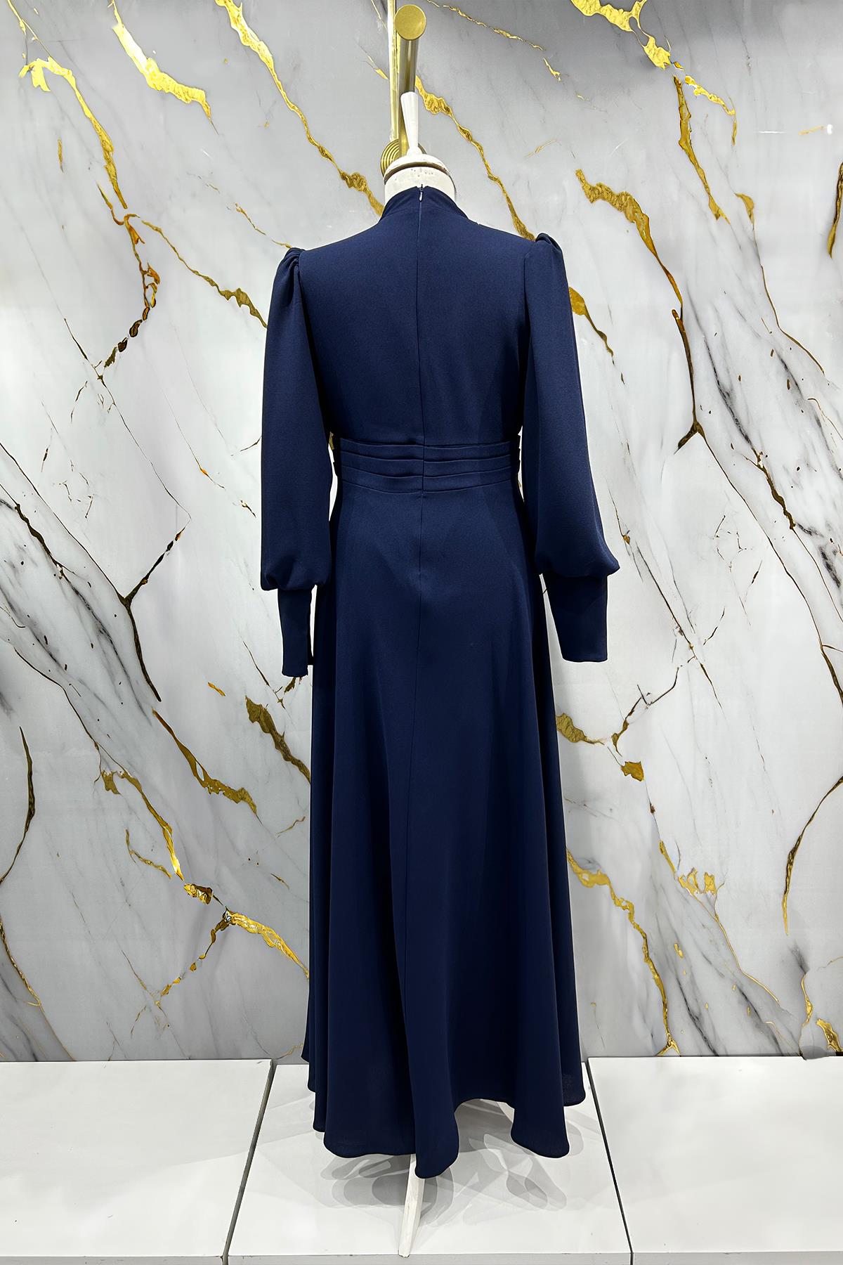 Tesettür Katre Krep Abiye LacivertLP6191