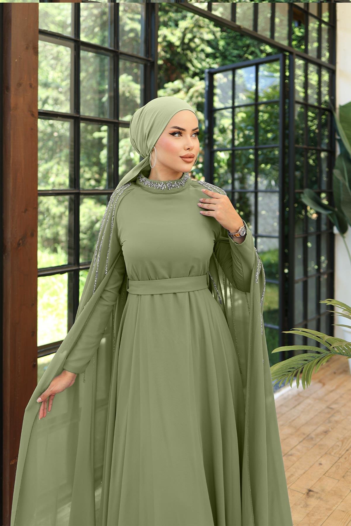 Tesettür Laren Şifon Abiye ÇağlaLP6088