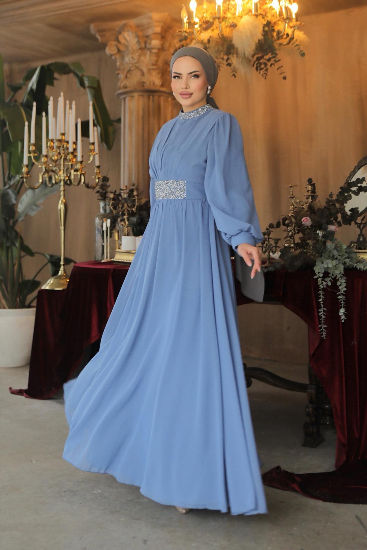 Tesettür Masal Abiye IndigoLP6007