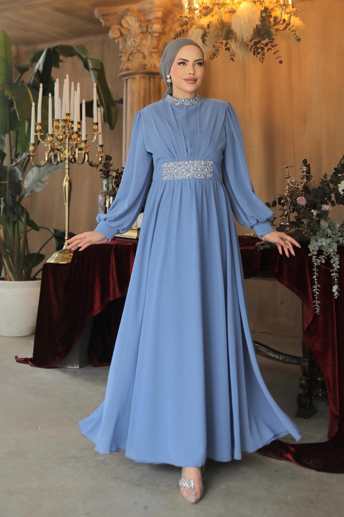 Tesettür Masal Abiye IndigoLP6007