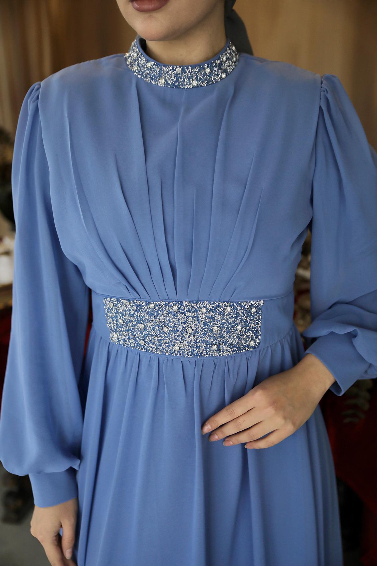 Tesettür Masal Abiye IndigoLP6007