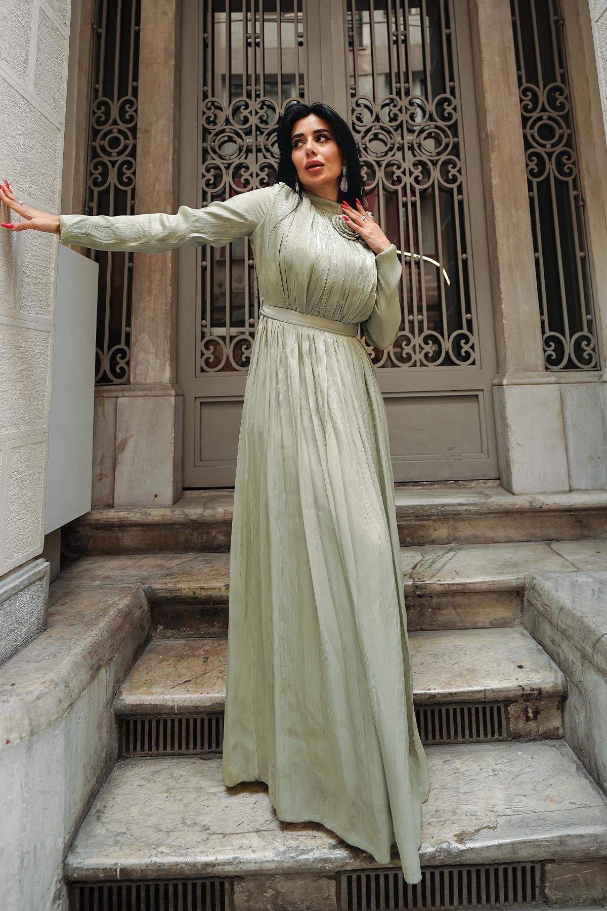 Tesettür Nevgül Işıltı Abiye ÇağlaLP6298