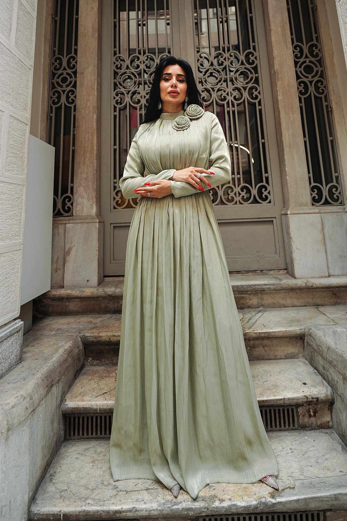 Tesettür Nevgül Işıltı Abiye ÇağlaLP6298