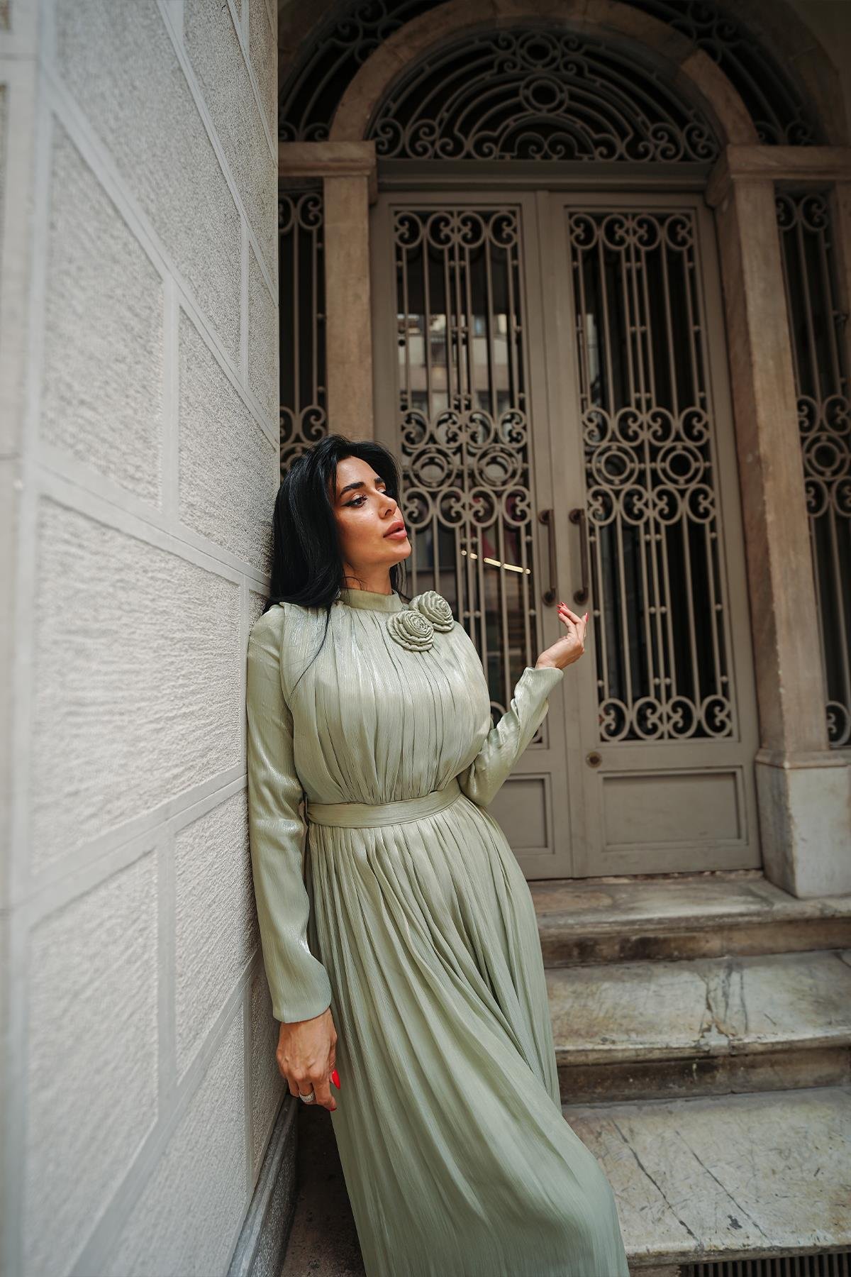 Tesettür Nevgül Işıltı Abiye ÇağlaLP6298