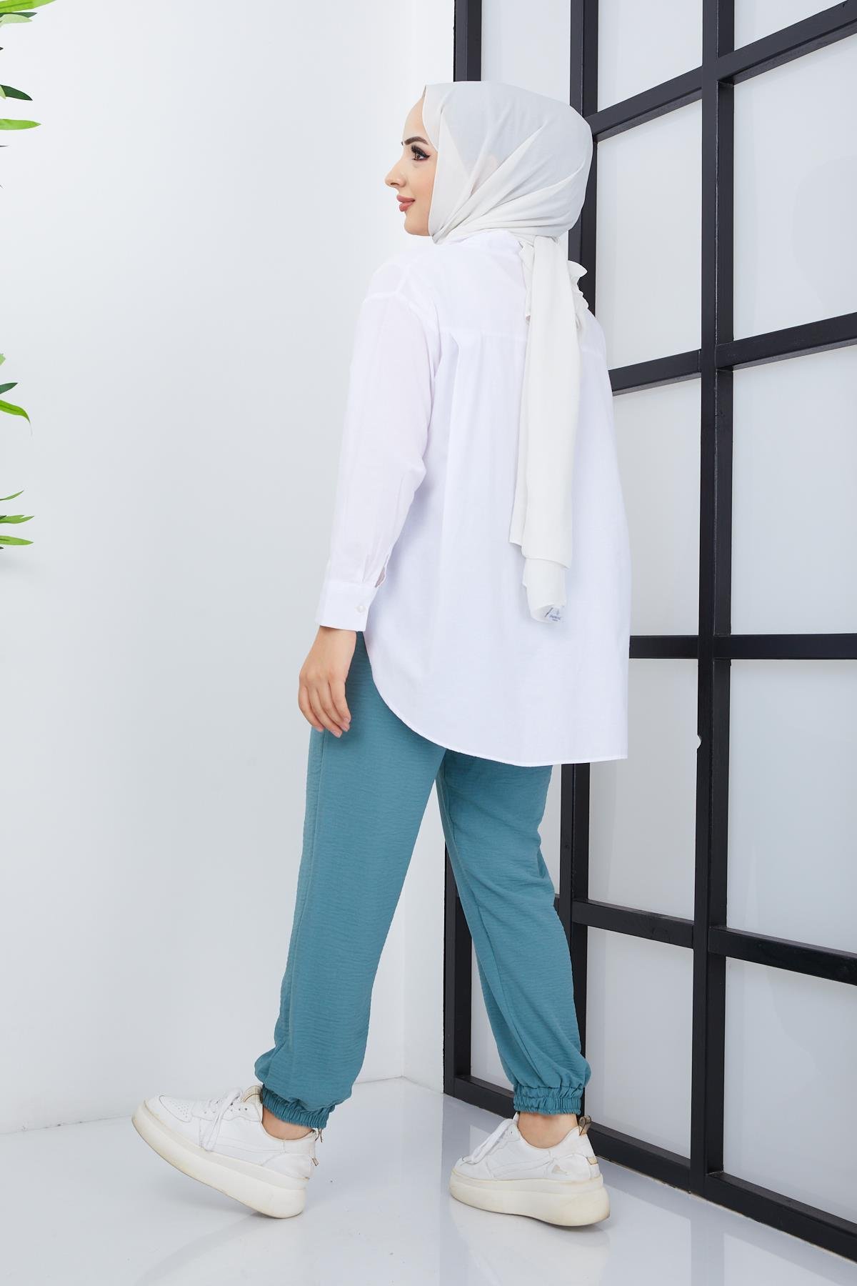 Tesettür Paça Lastikli Aerobin Pantolon MintHM4028