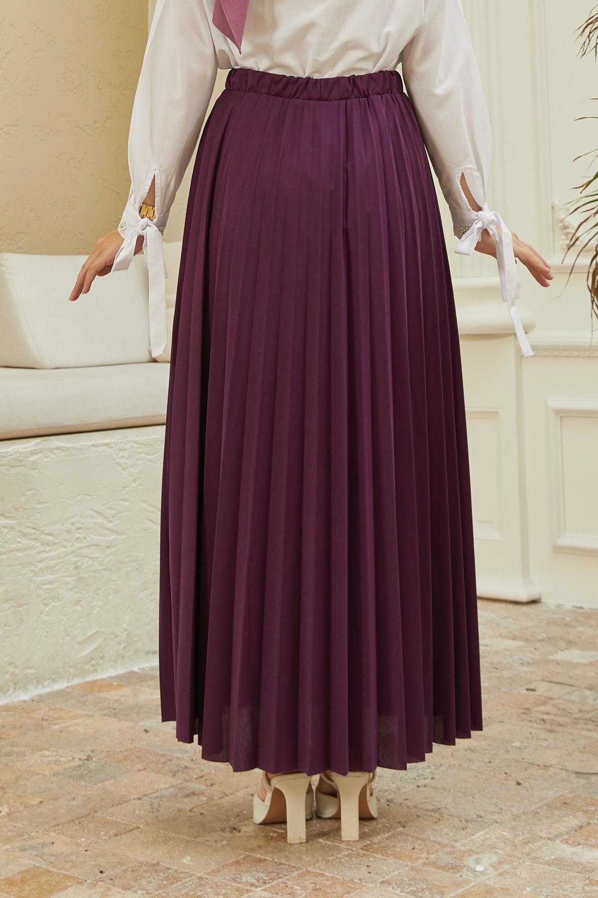 Tesettür Piliseli Etek MorHM4052