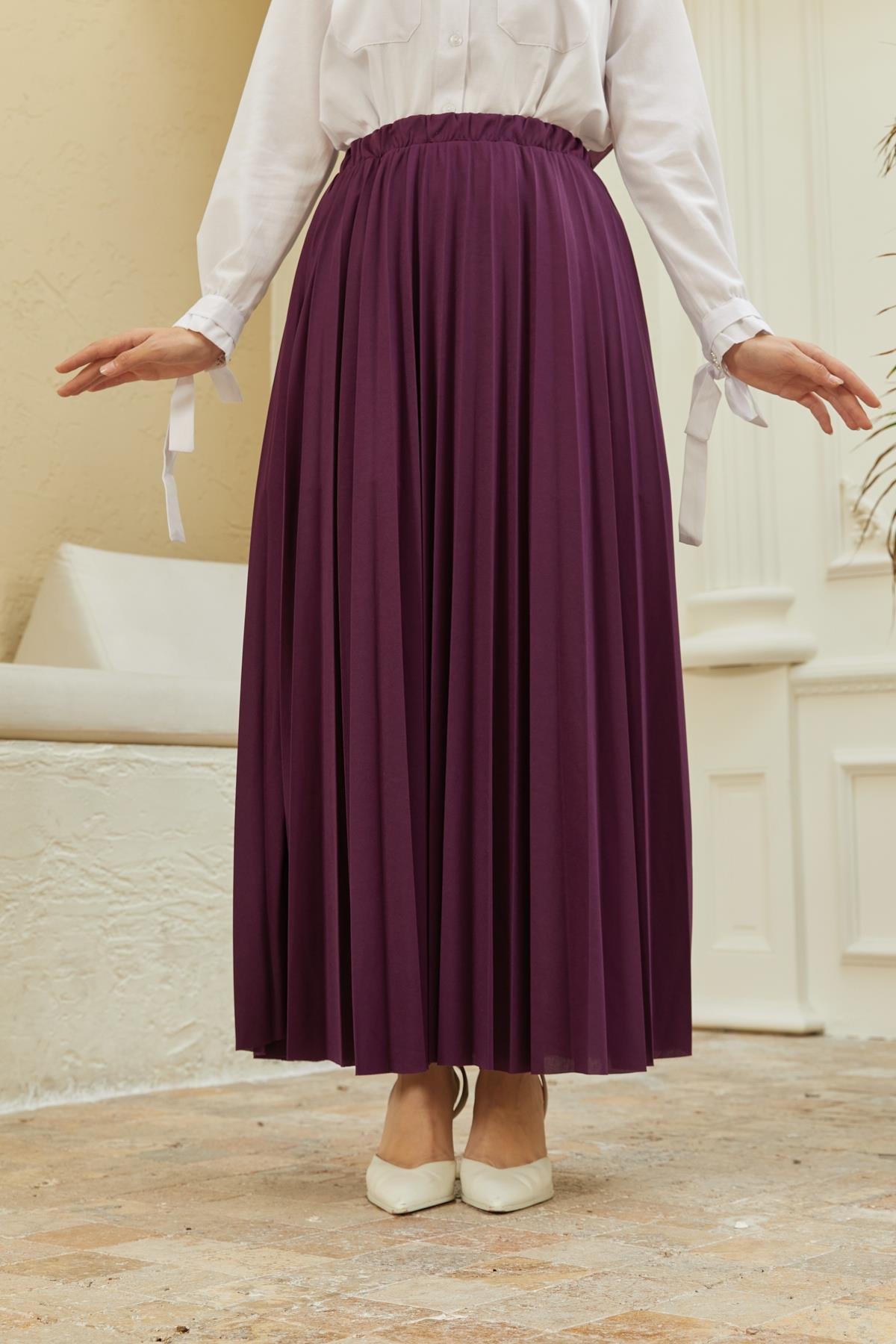 Tesettür Piliseli Etek MorHM4052