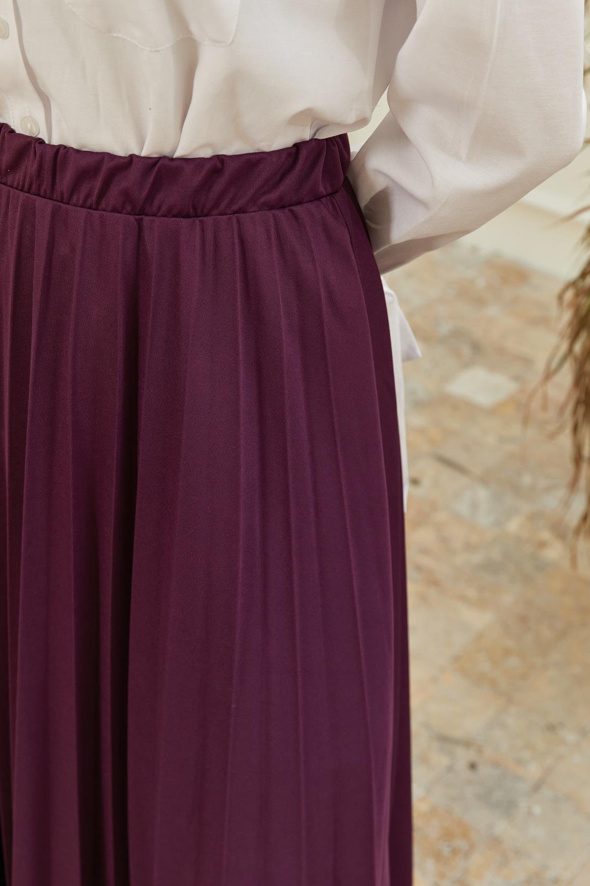 Tesettür Piliseli Etek MorHM4052