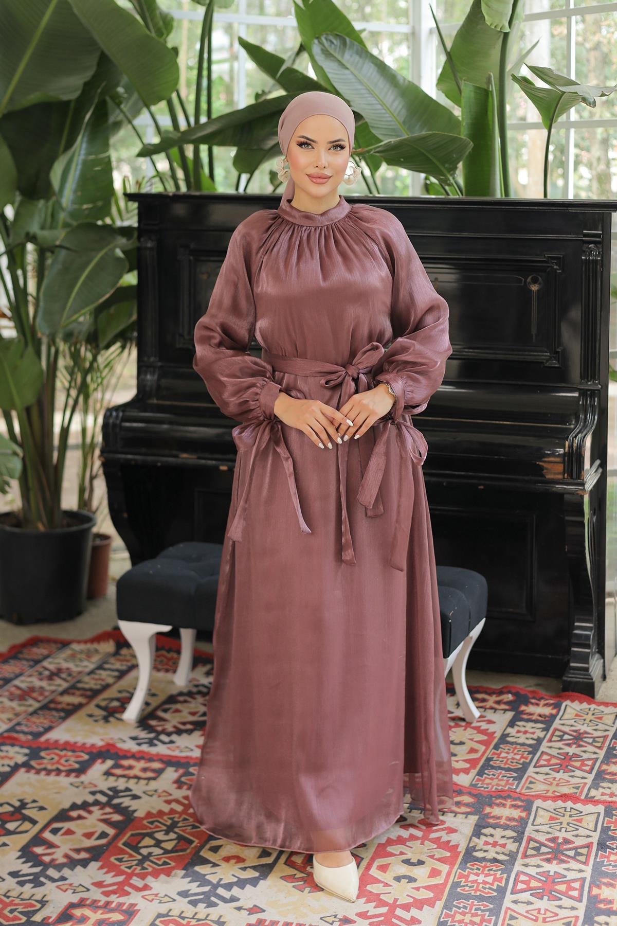 Tesettür Sarem Işıltı Abiye GülLP4203