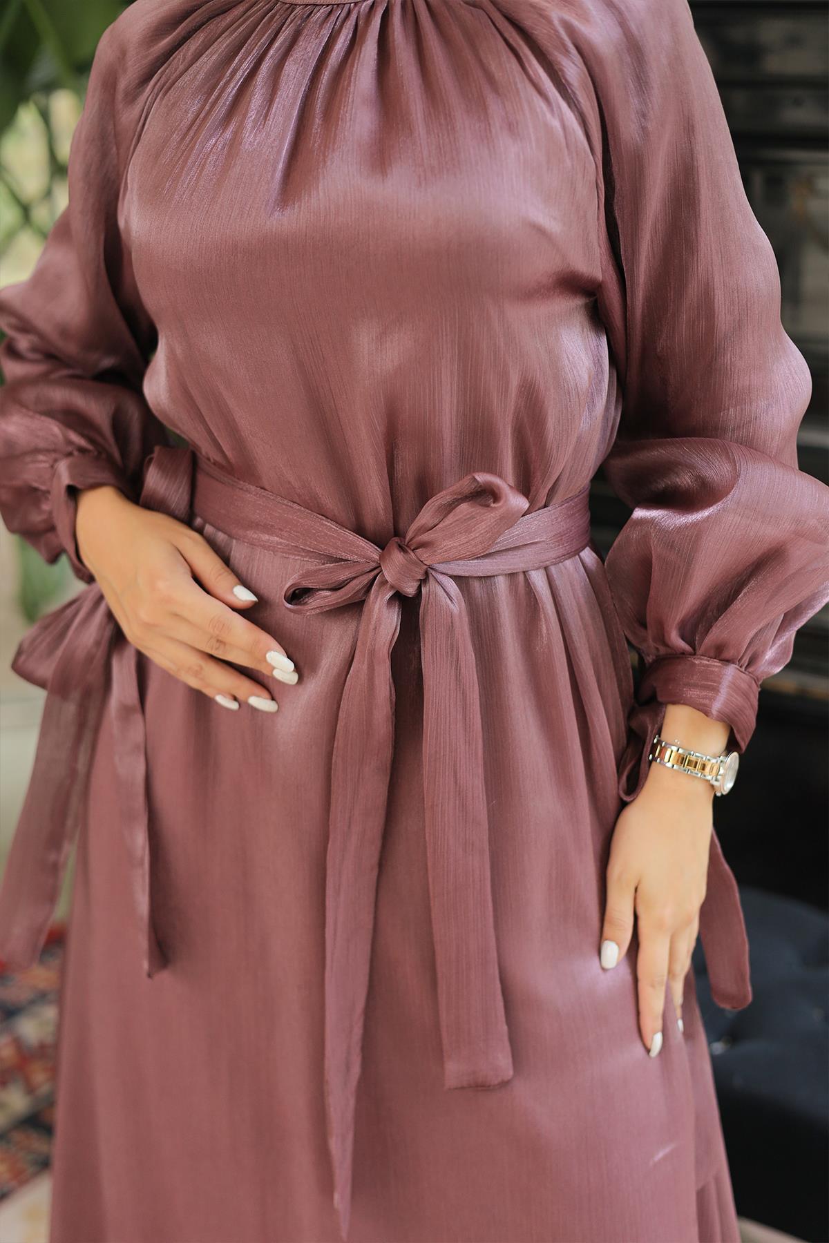 Tesettür Sarem Işıltı Abiye GülLP4203