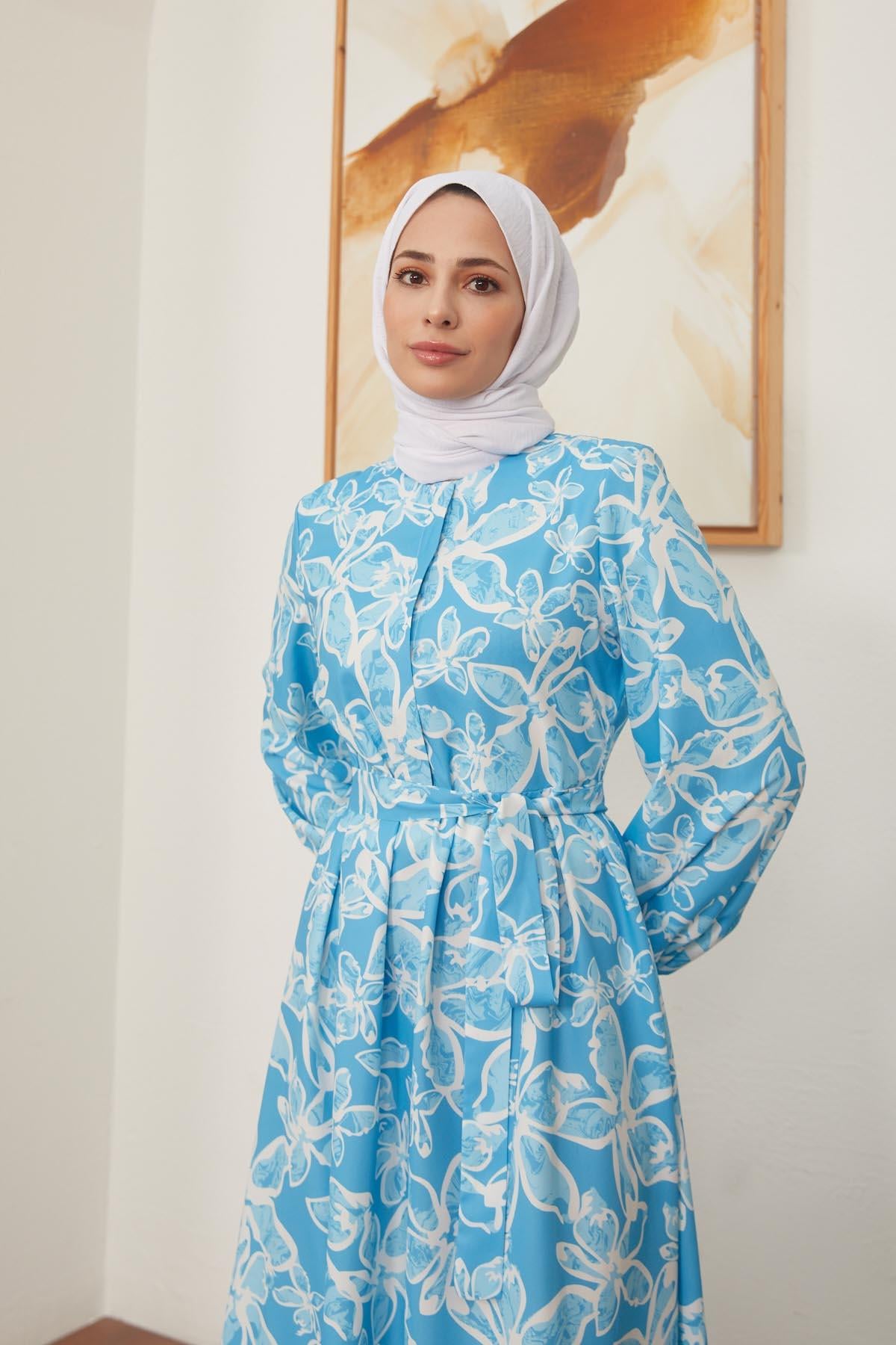 Tesettür Vika Jessica Elbise Gök Mavihm4150