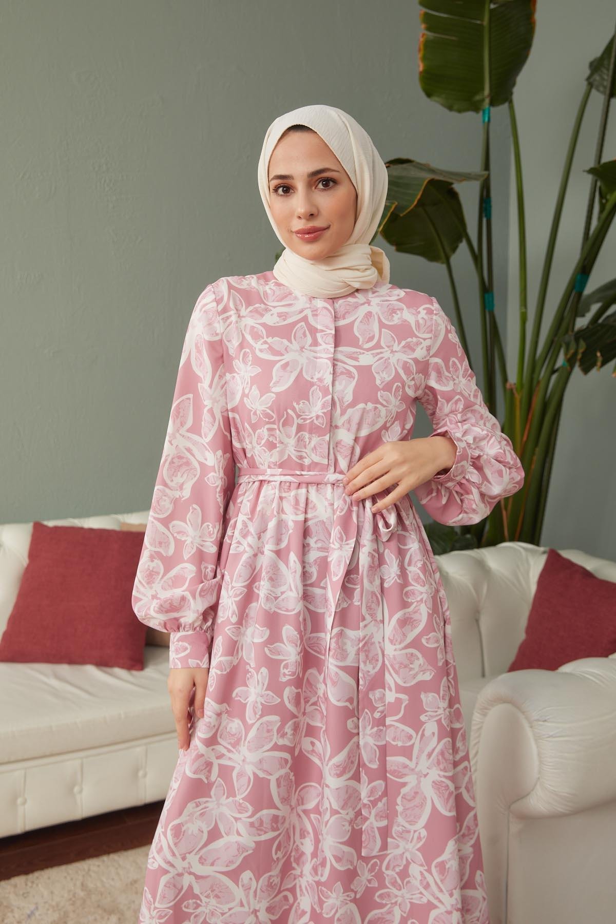 Tesettür Vika Jessica Elbise Pudrahm4150