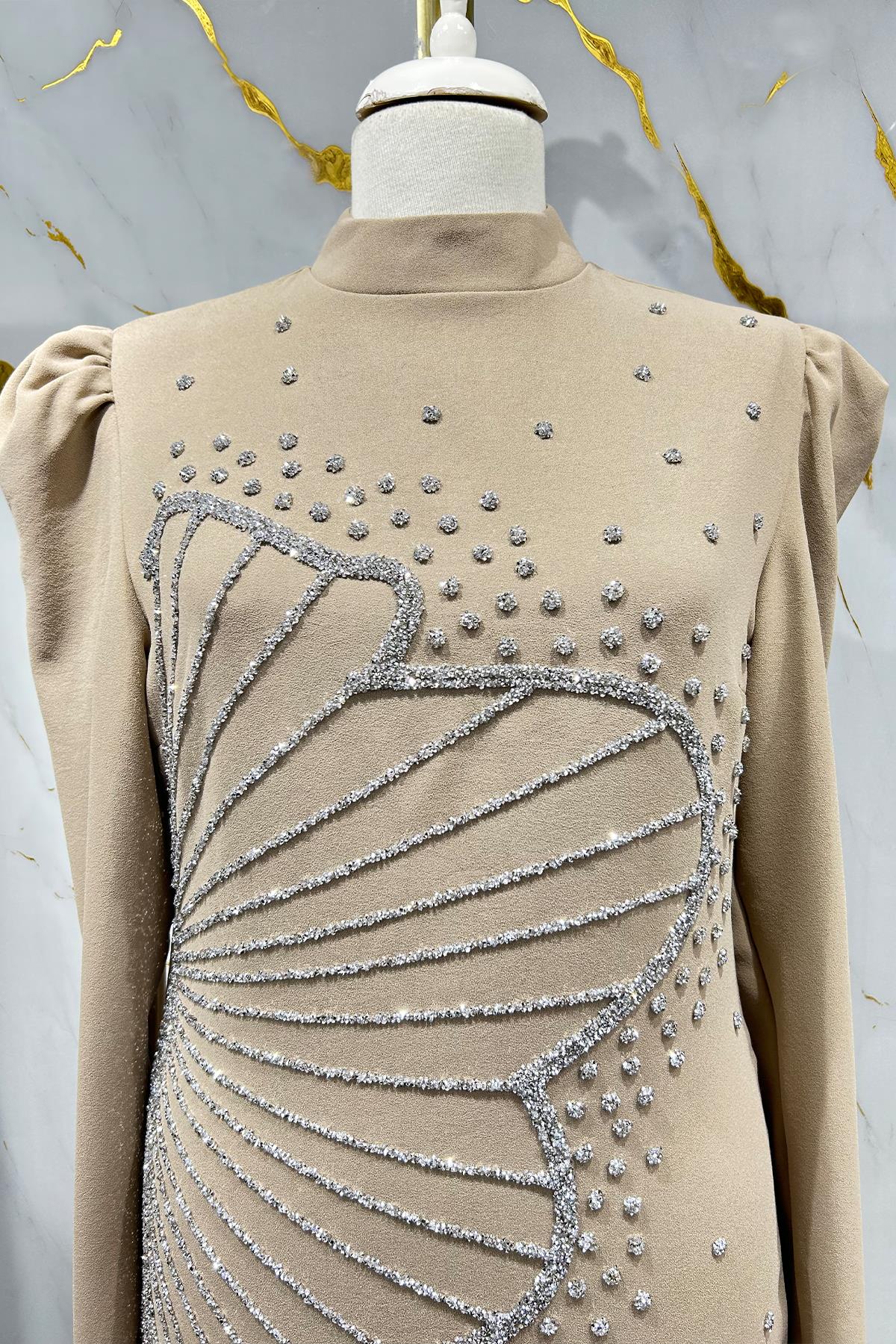 Tesettür Zer Krep Abiye BejLP6187