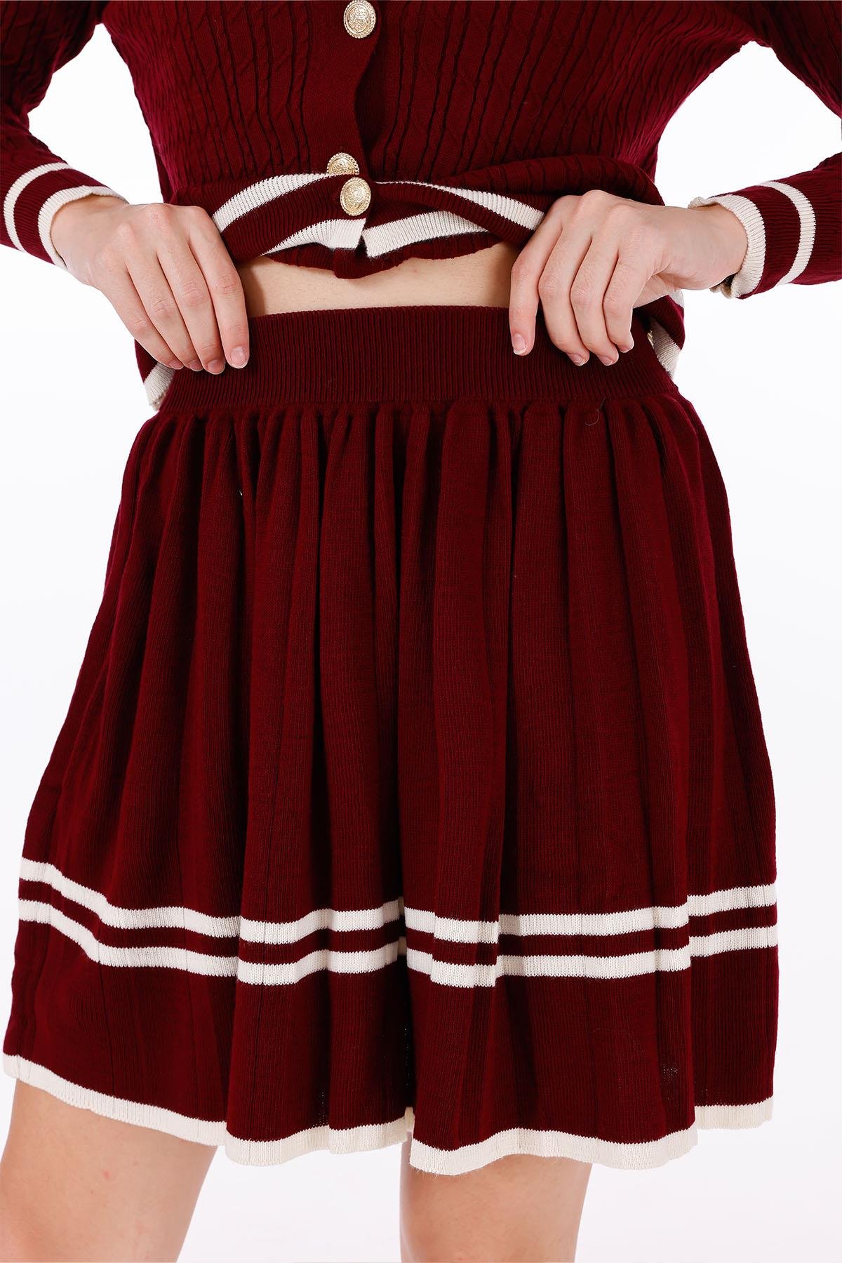 TRİKO DÜĞMELİ ETEKLİ TAKIM BORDOHM1316