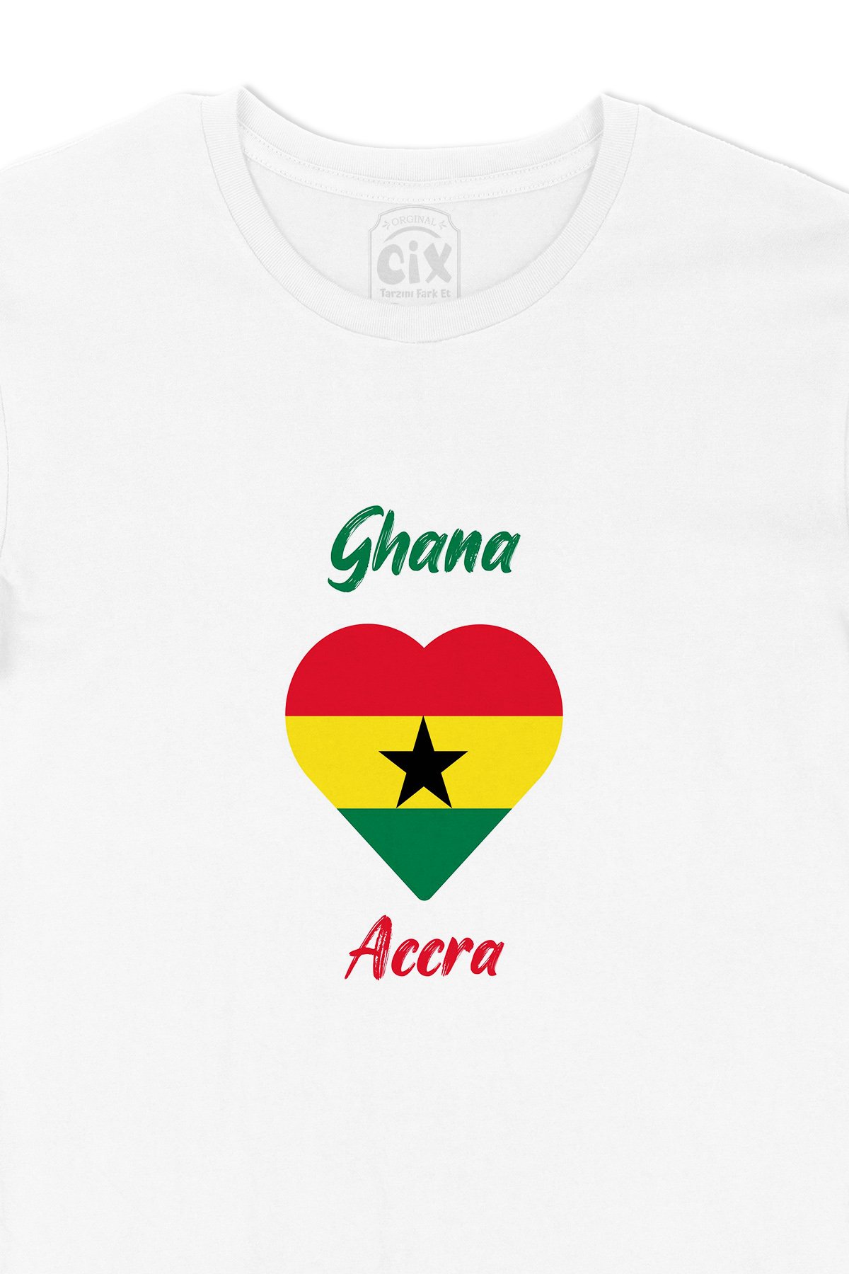 Accra Gana Bayraklı Kalpli Tişört