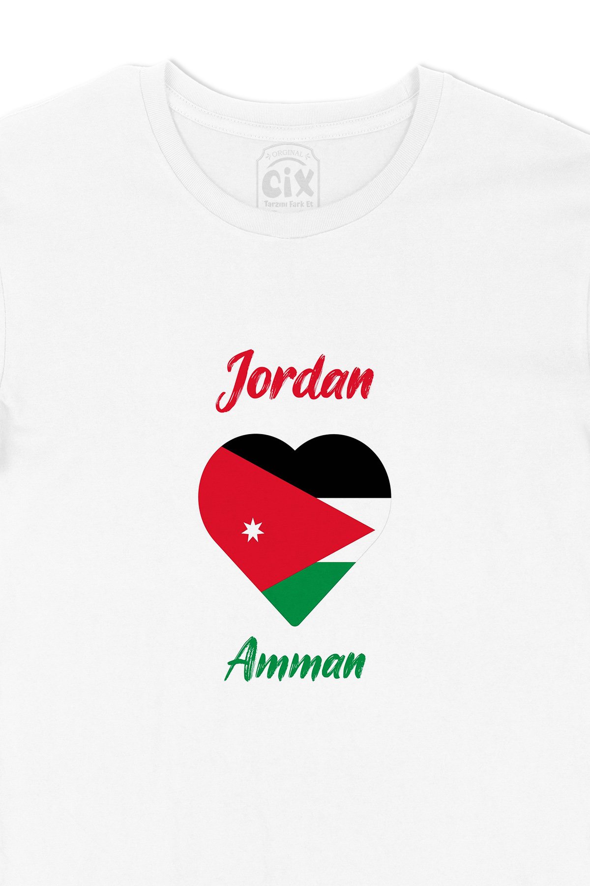 Amman Ürdün Bayraklı Kalpli Tişört
