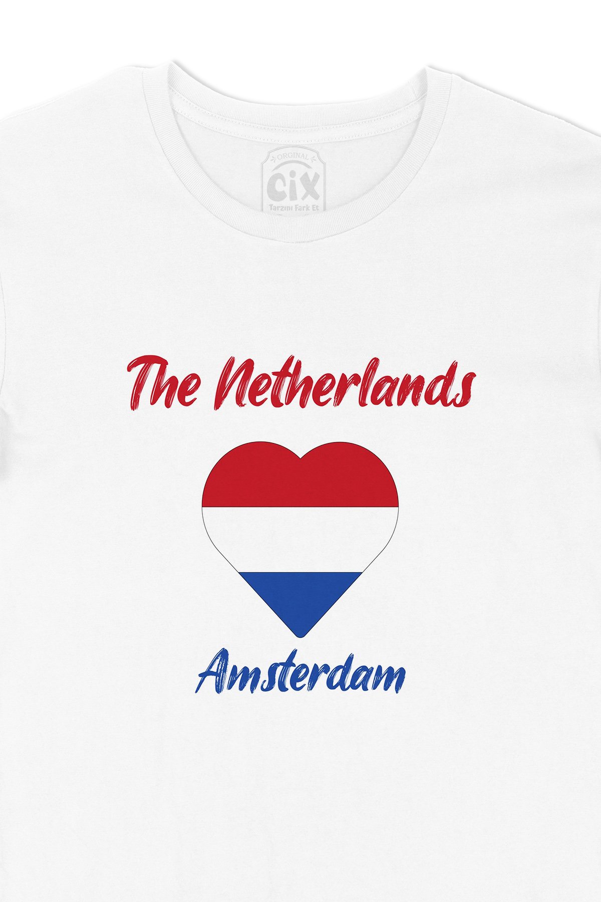 Amsterdam Hollanda Bayraklı Kalpli Tişört