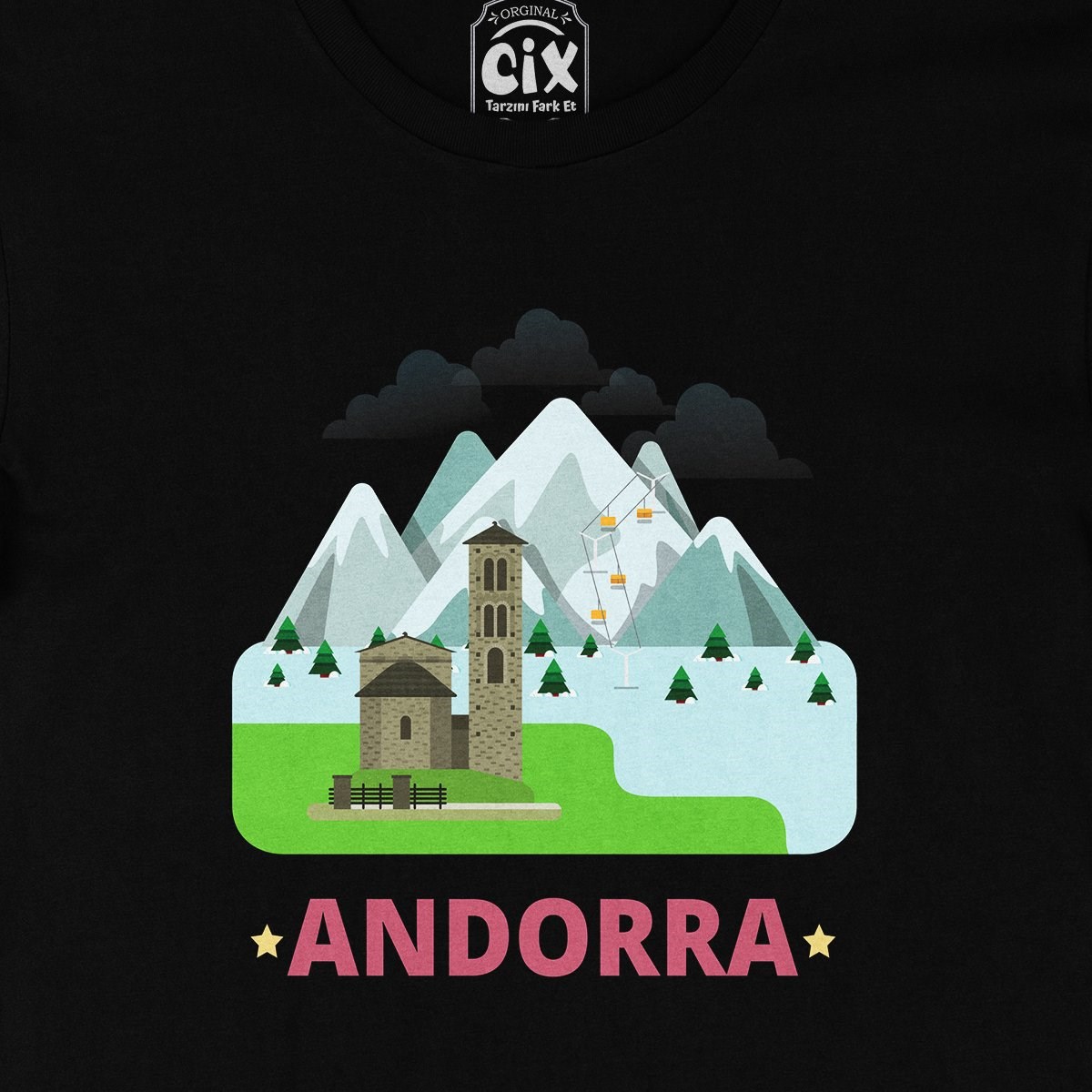 Andorra Siyah Tişört