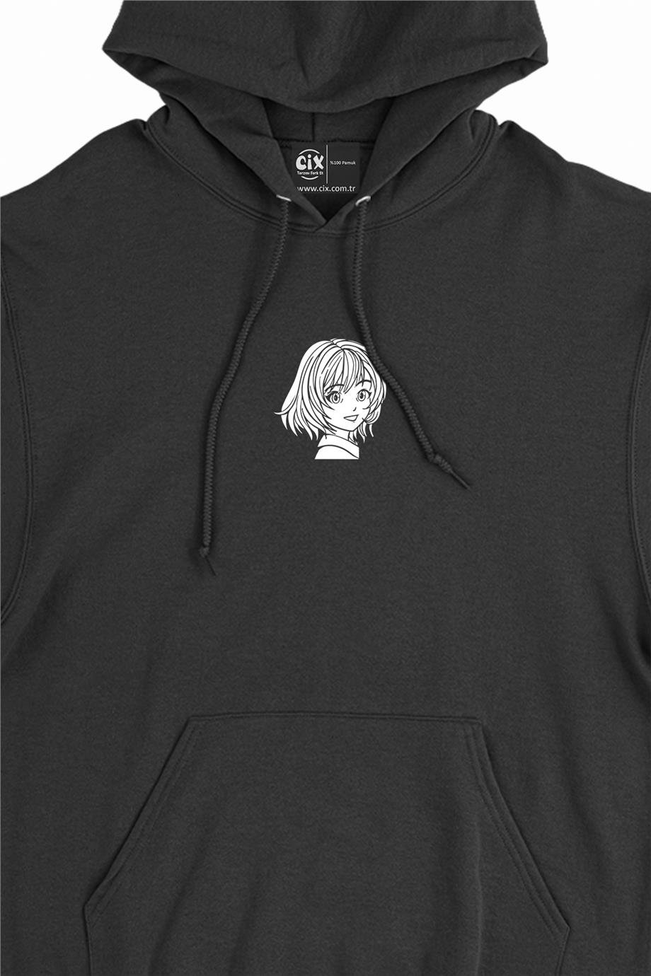 Anime Çizimli Minimal Kapşonlu Sweatshirt Hoodie Anime Çizimli Minimal Kapşonlu Sweatshirt Hoodie - Ücretsiz Kargo