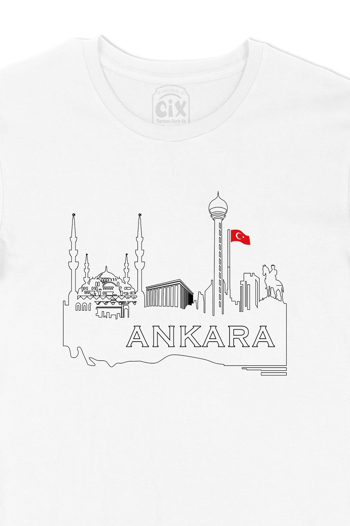 Ankara Çizimli Bayraklı Tişört