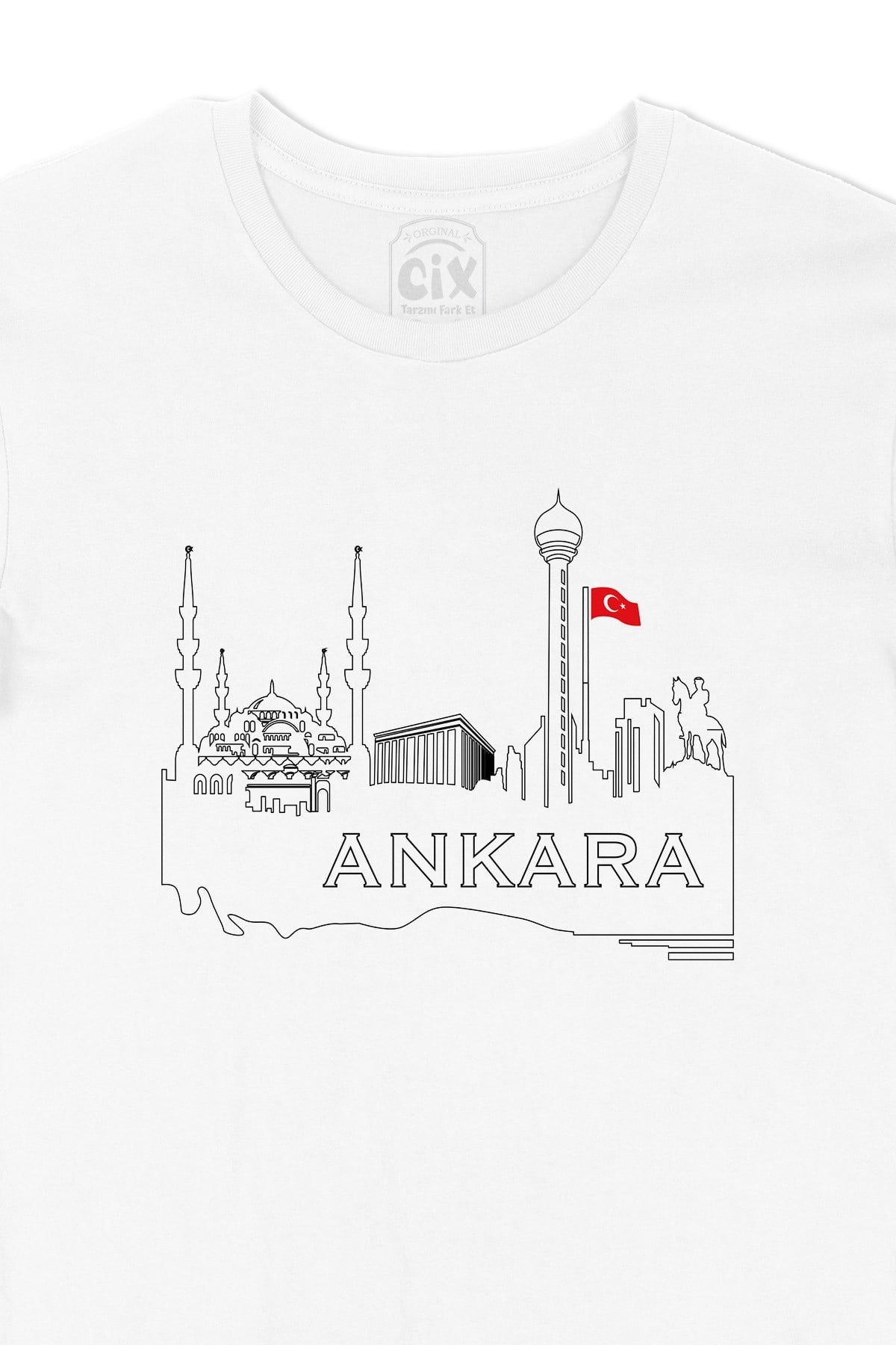 Ankara Çizimli Bayraklı Tişört