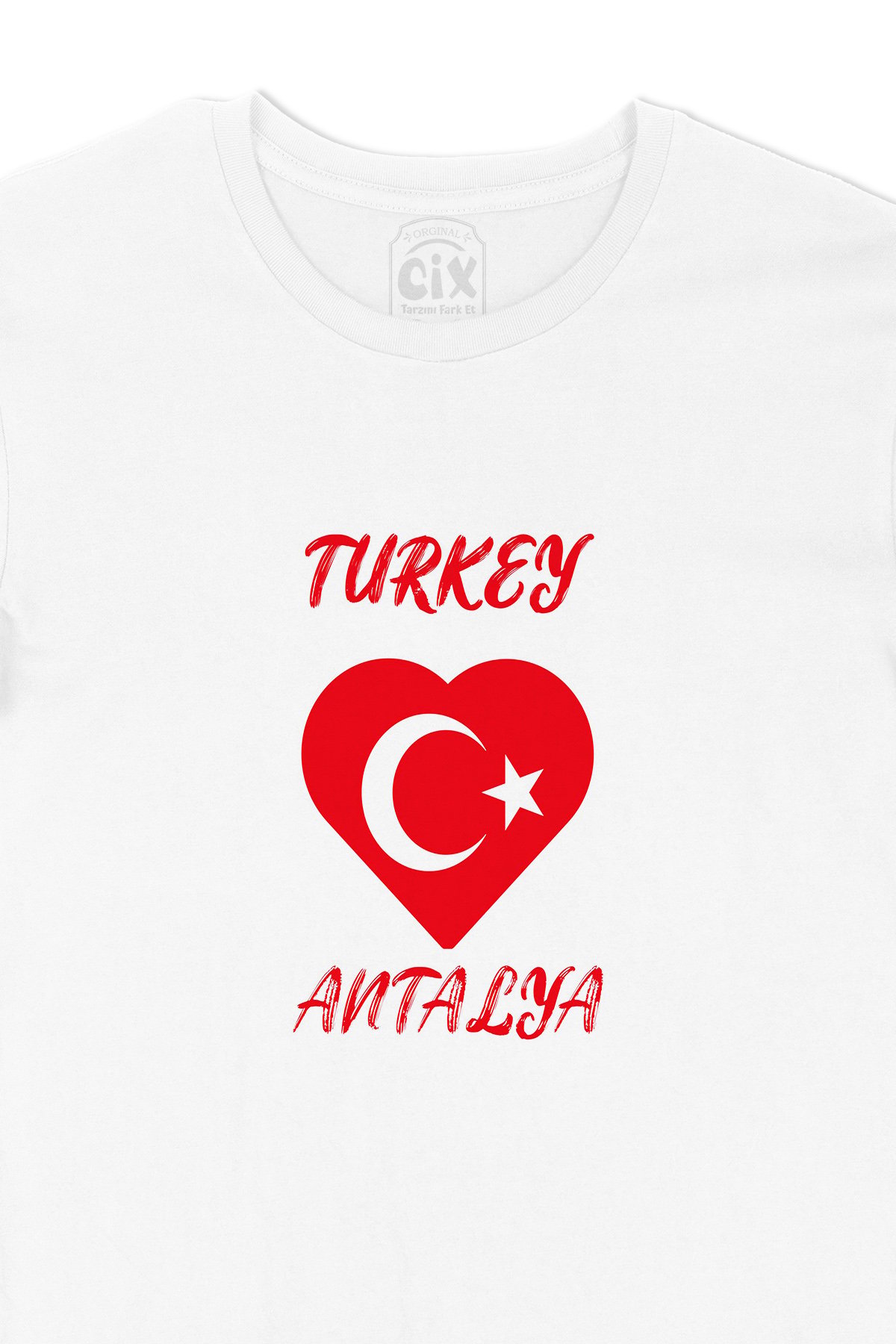 Antalya Türkiye Bayraklı Kalpli Tişört