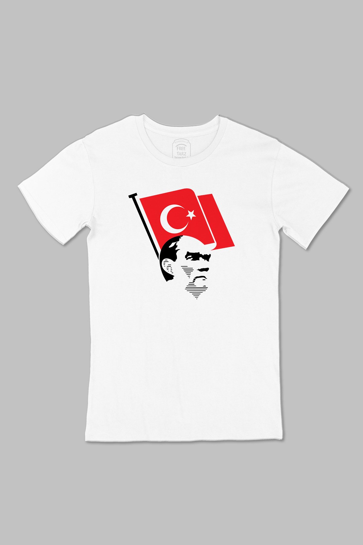 Atatürk ve Türk Bayrağı Büyük Baskılı Beyaz Tişört Atatürk ve Türk Bayrağı Büyük Baskılı Beyaz Tişört - Ücretsiz Kargo
