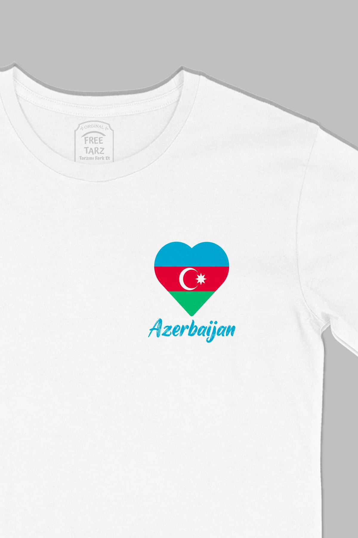 Azerbaycan Baskılı Cep Tasarım Beyaz Tişört Azerbaycan Baskılı Cep Tasarım Beyaz Tişört - Ücretsiz Kargo