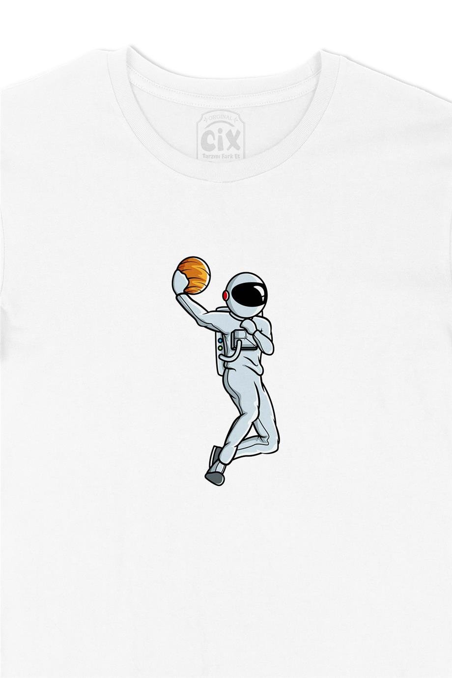 Basketbol Oyuncu Astronot Beyaz Tişört