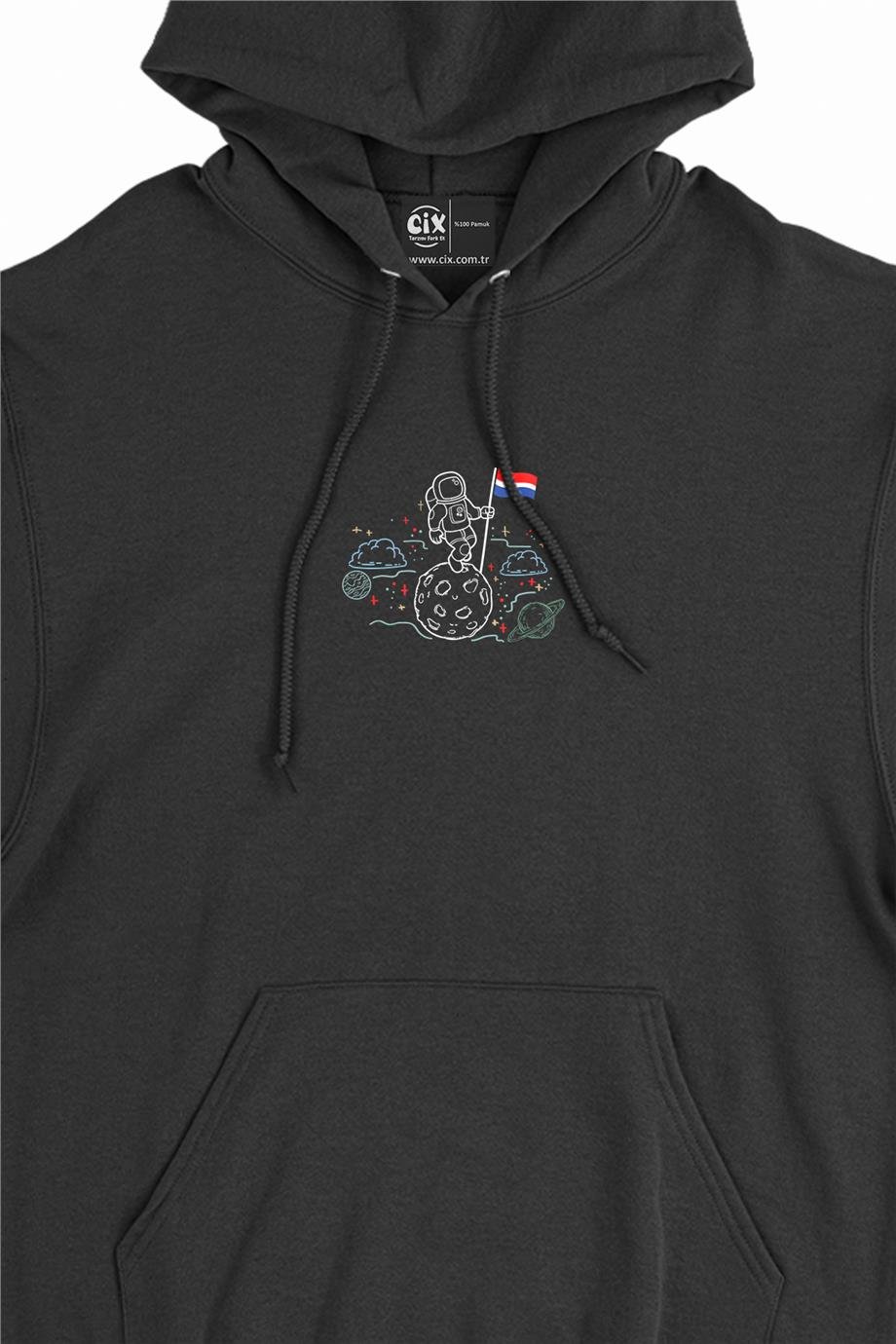 Bayraklı Astronot Çizimli Minimal Kapşonlu Sweatshirt Hoodie Bayraklı Astronot Çizimli Minimal Kapşonlu Sweatshirt Hoodie - Ücretsiz Kargo