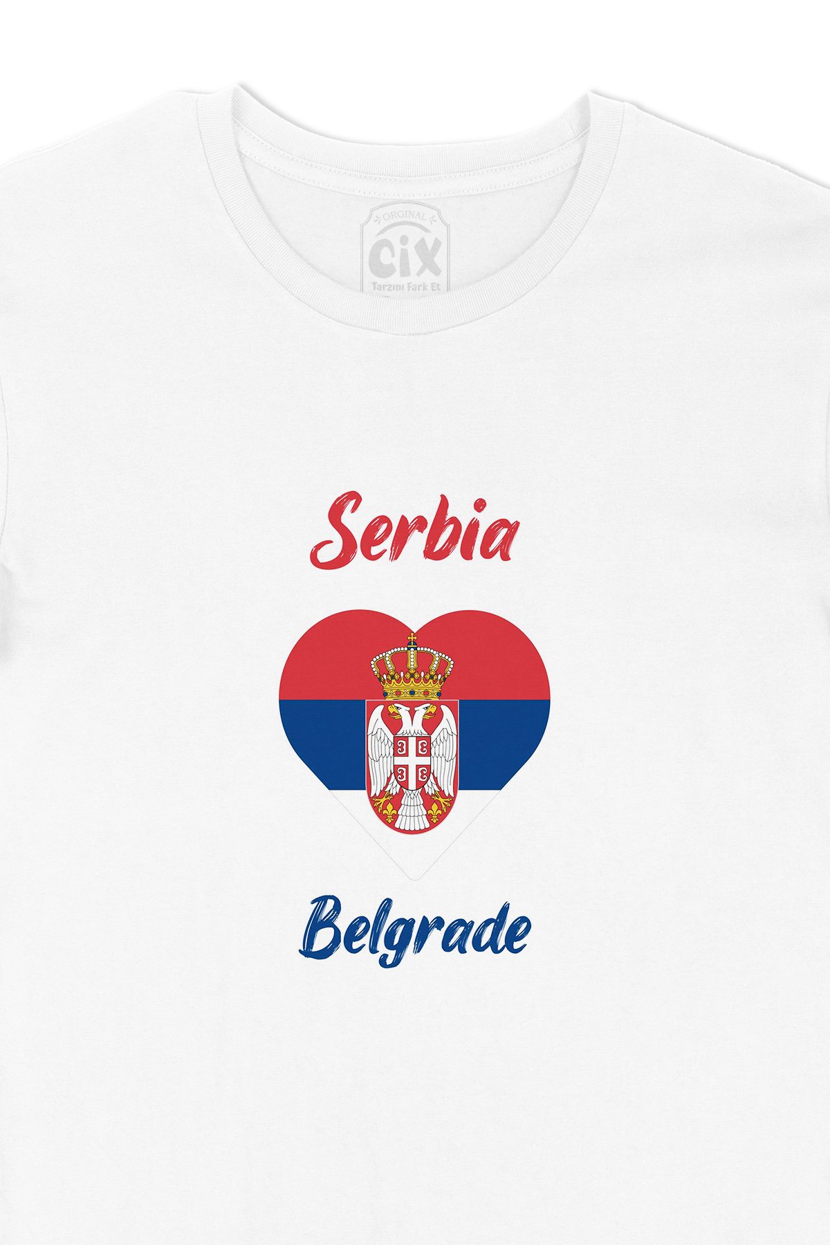 Belgrade Sırbistan Bayraklı Kalpli Tişört