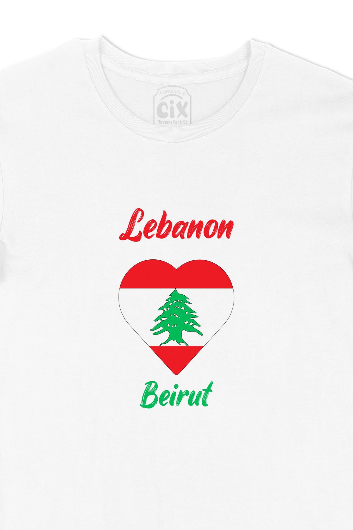 Beyrut Lübnan Bayraklı Kalpli Tişört